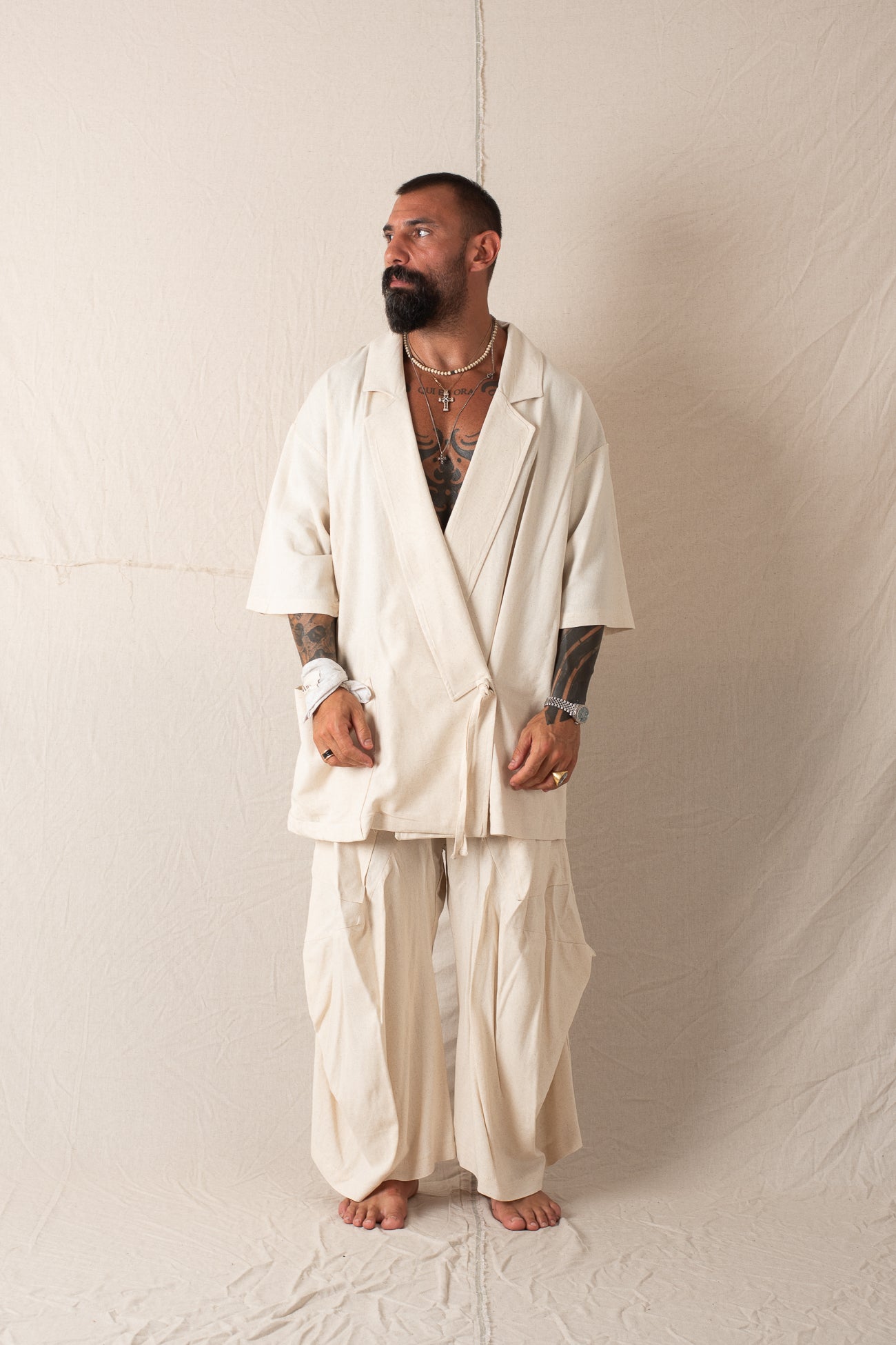 Giacca Camicia Mezza Manica Naturale