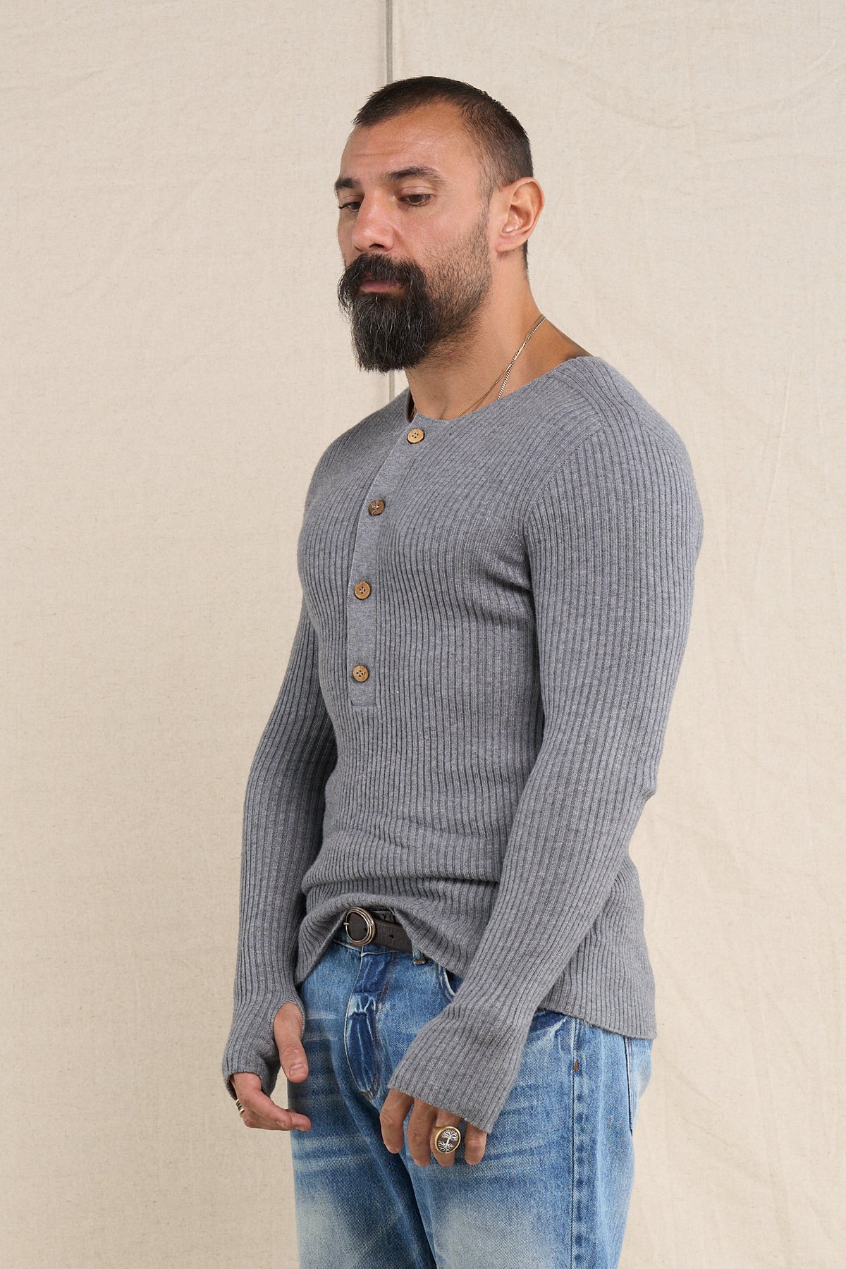 Serafino bottoni In Lana Grigio