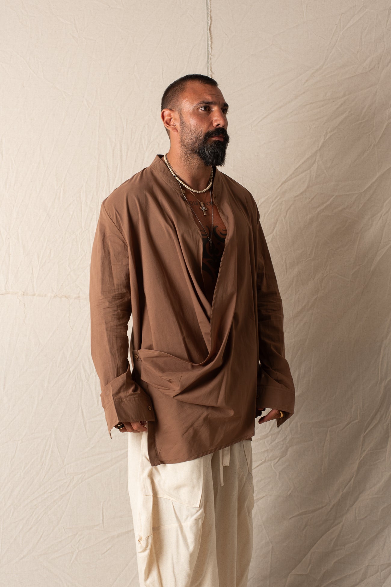 Camicia Asimmetrica Beige