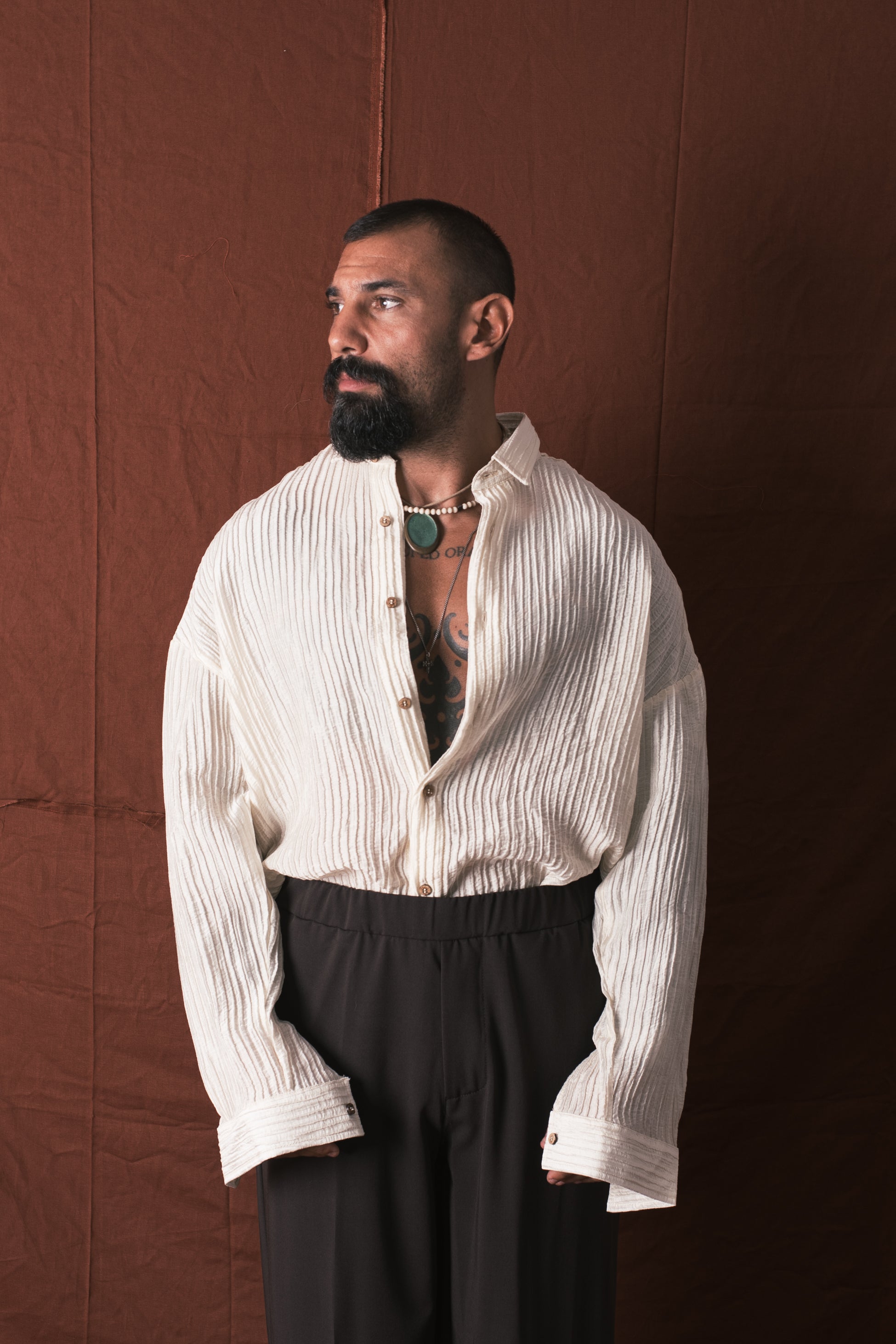 Camicia Plissettata Crema