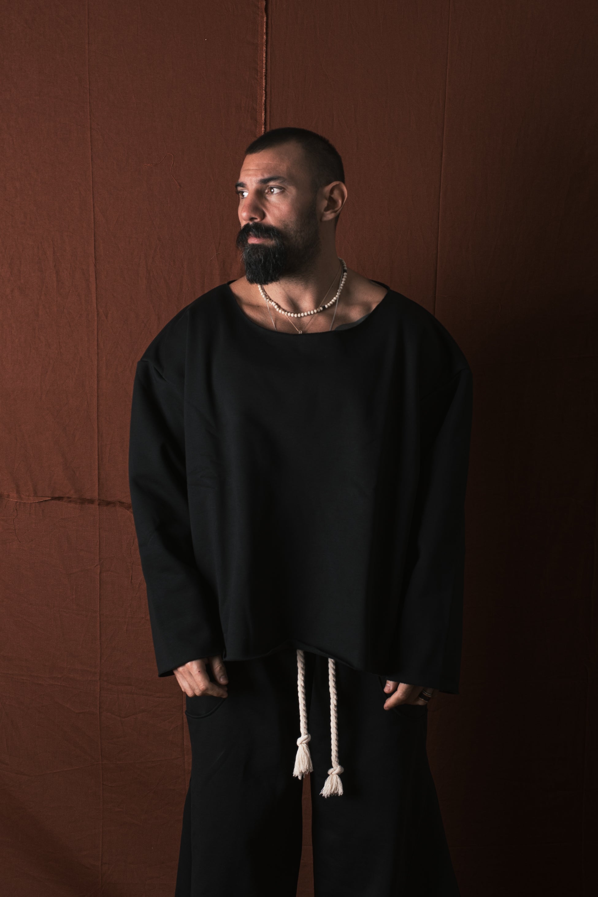 Felpa Collo Barca Nero