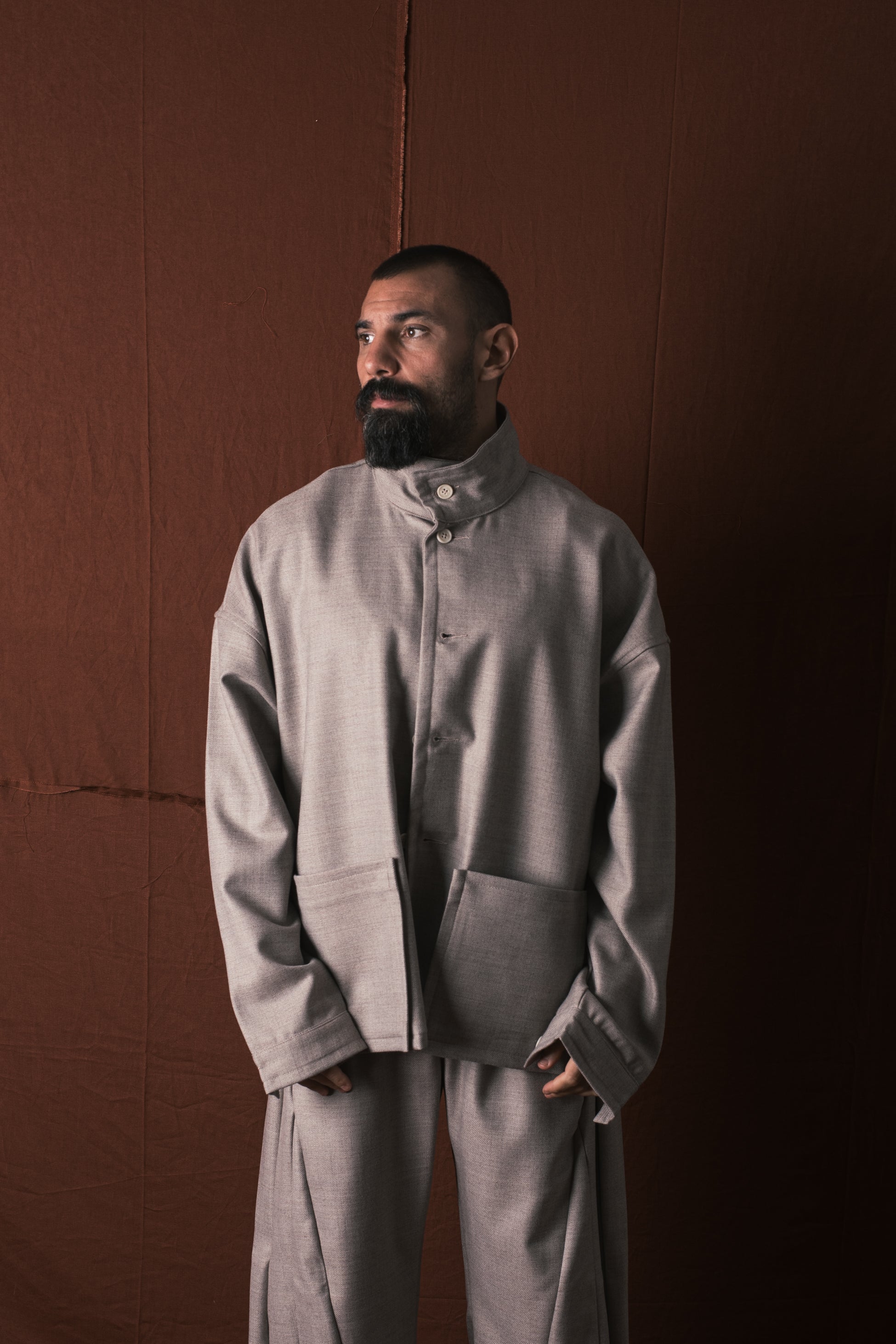 Giacca/Camicia In Lana Greige