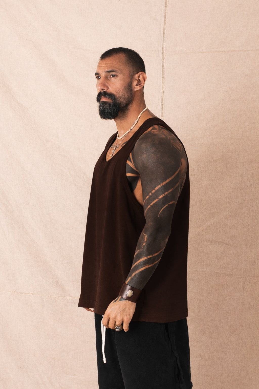Camiseta sin mangas de canalé blanca