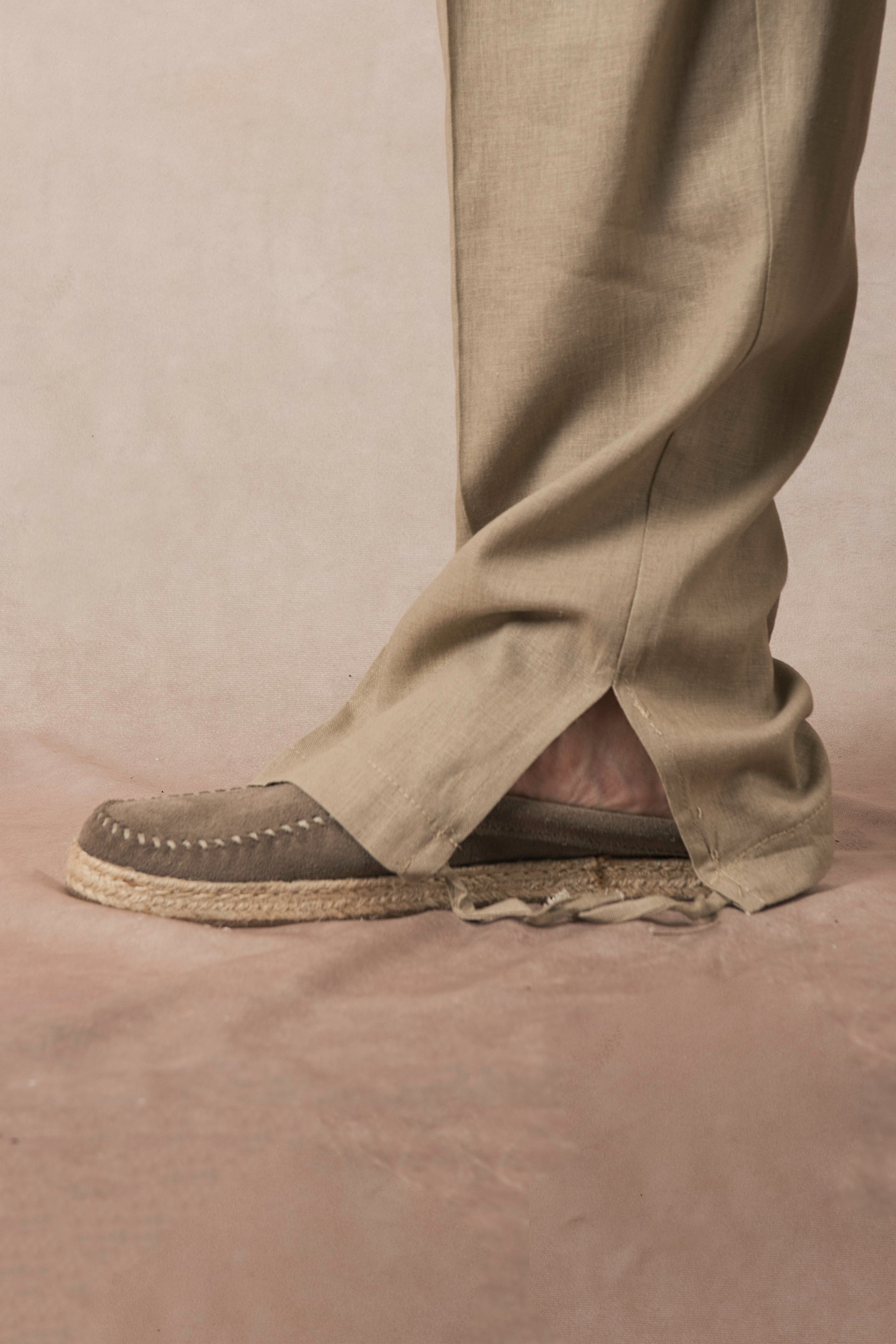 Pantalone Palazzo In Lino Khaki