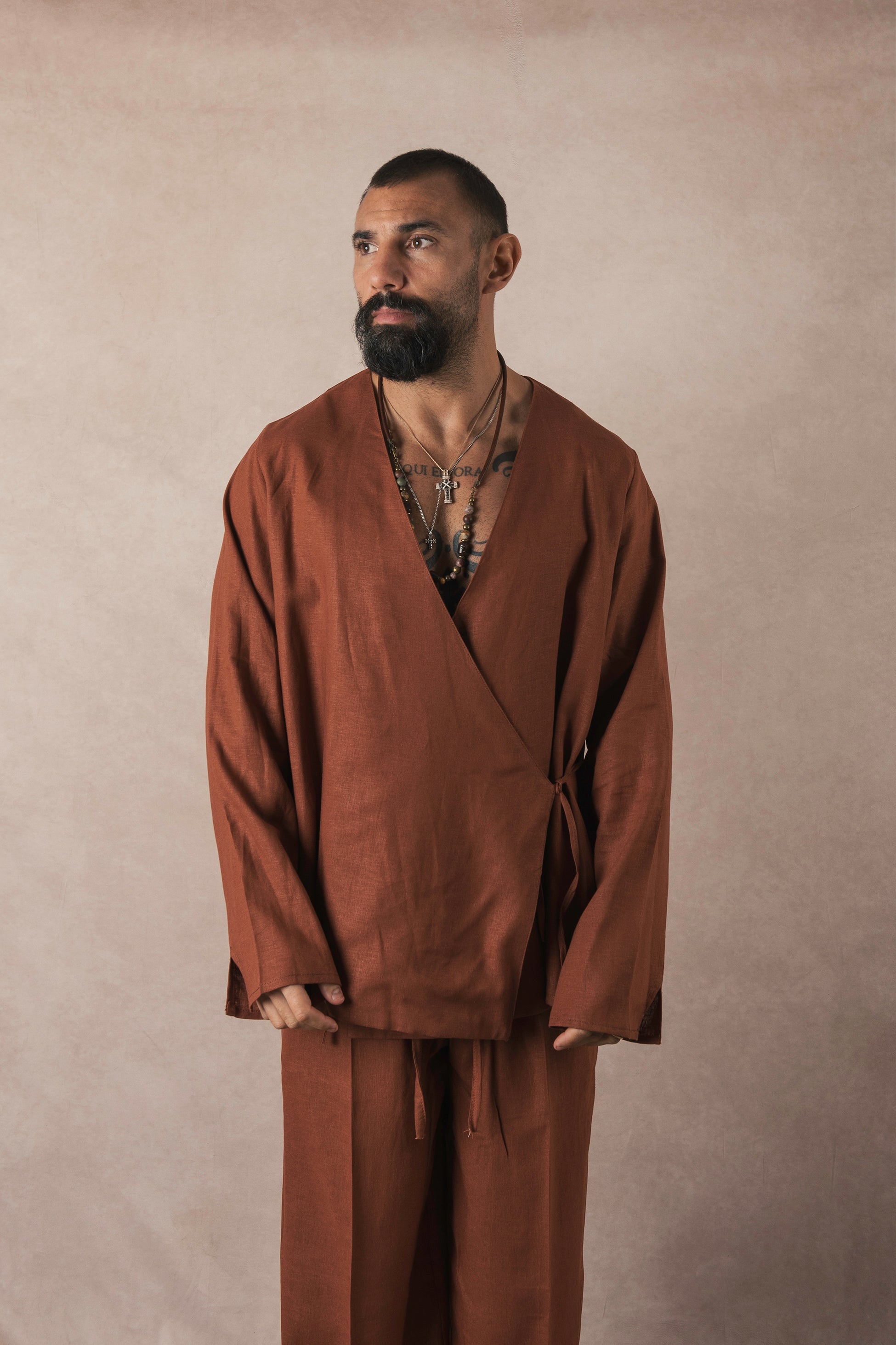 Linen Kimono Jacket Earth