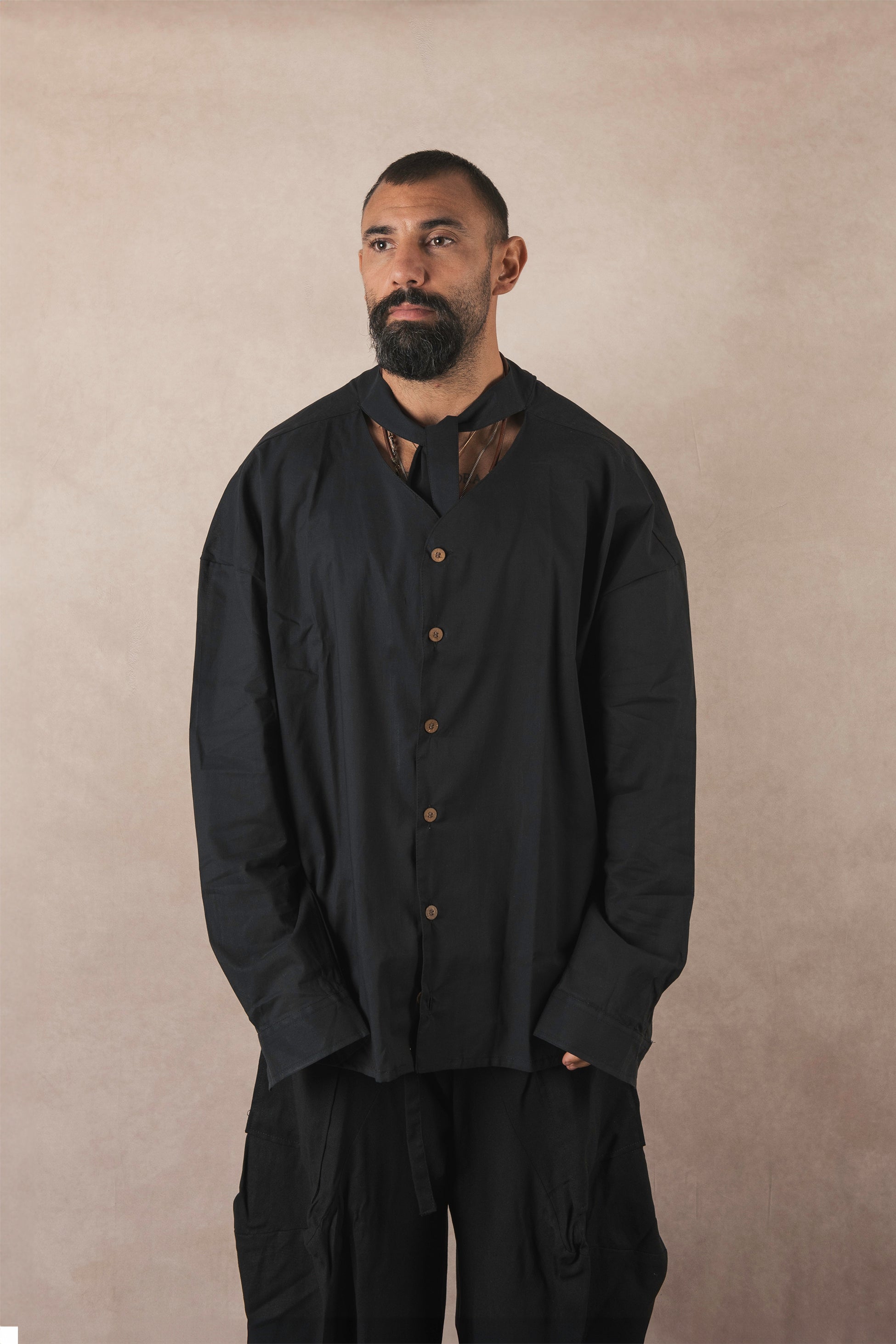 Camicia Con Foulard In Cotone Nero