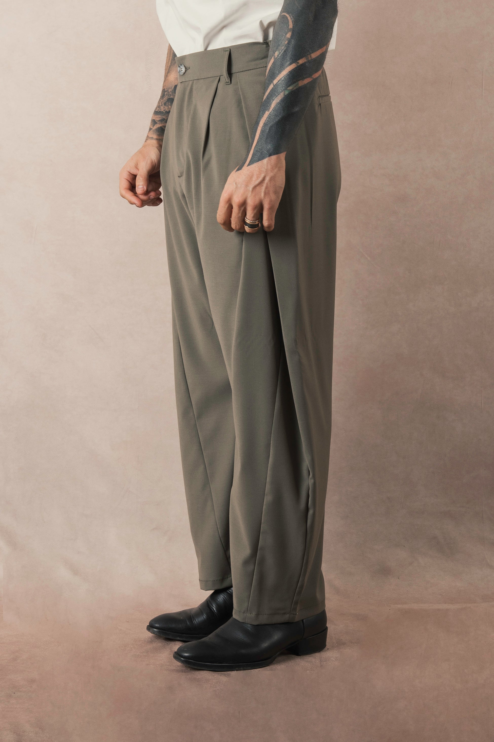 Japan Pants With Green Pleats