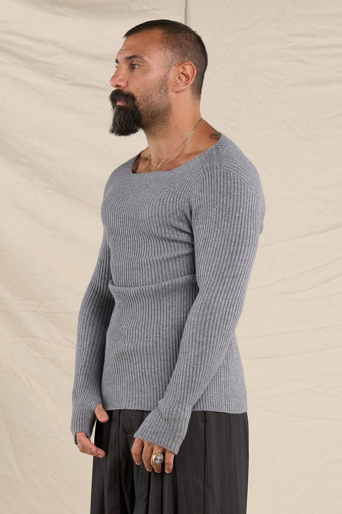 Maglione In Costa Grigio