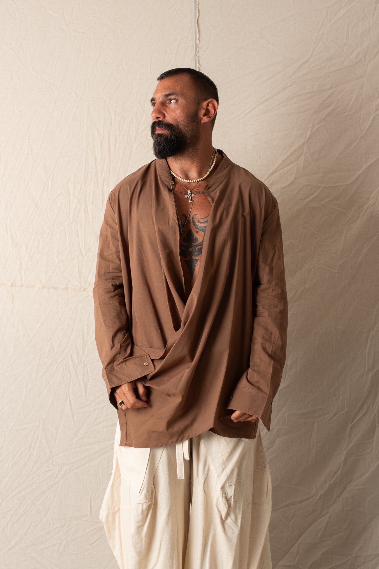 Camicia Asimmetrica Beige