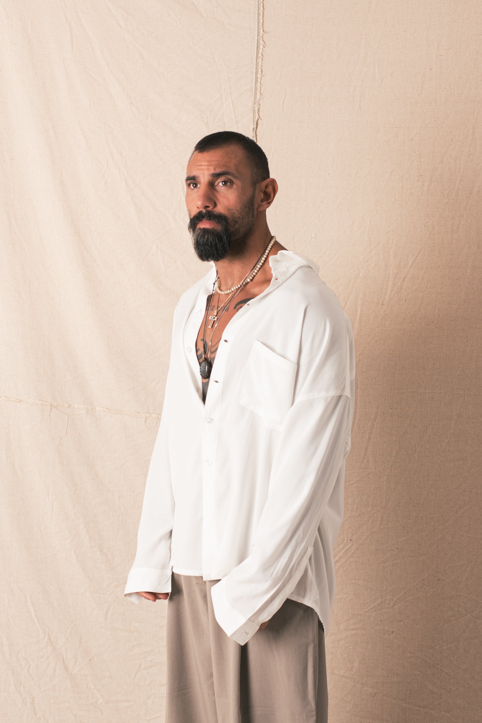 Camicia Oversize Viscosa Bianco