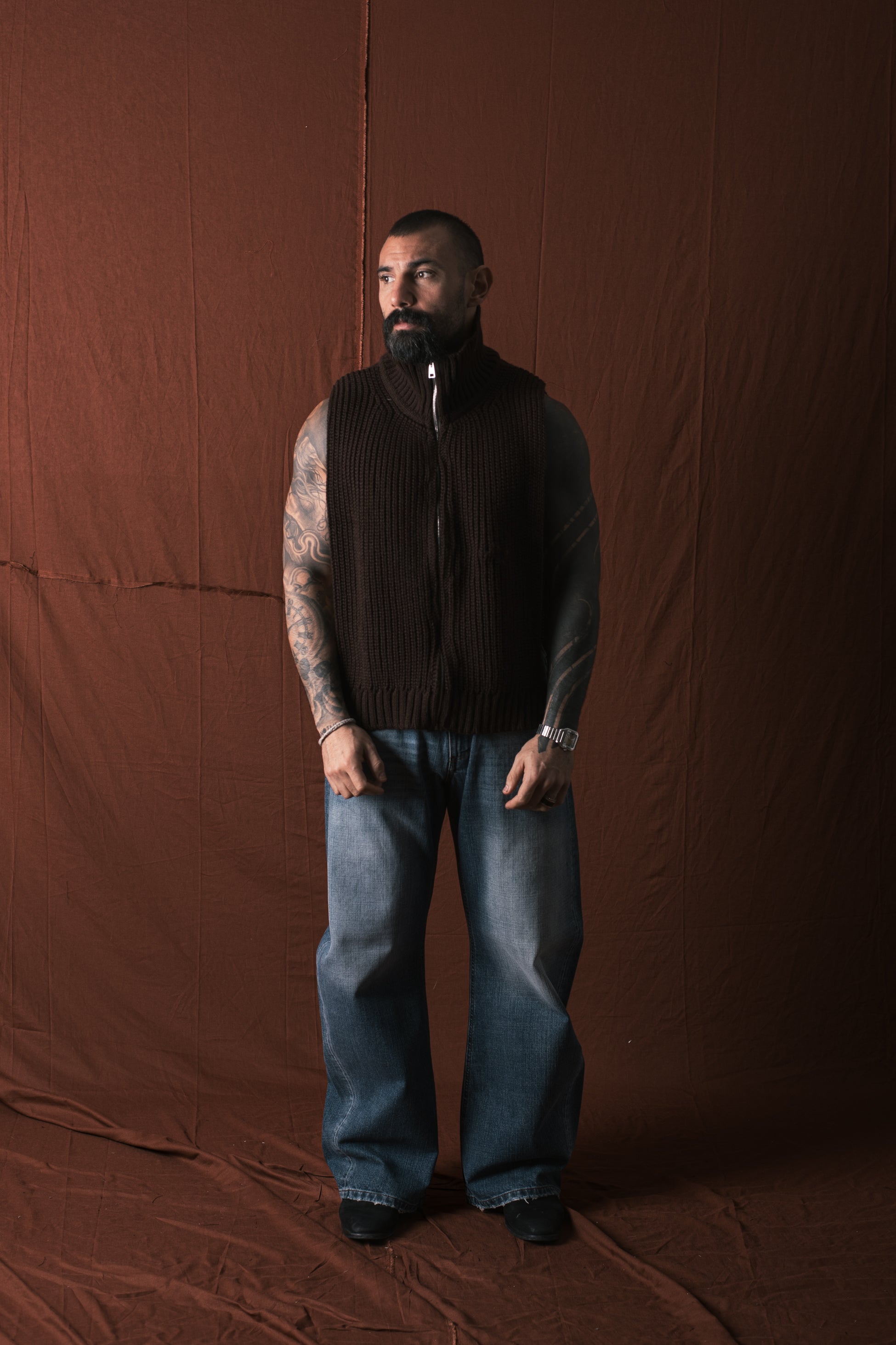 Smanicato Zip In Lana Moro