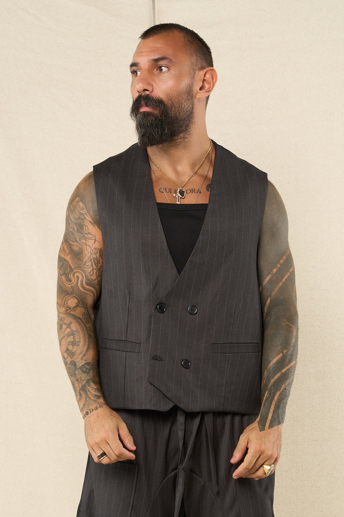 Gilet Gessato Antracite