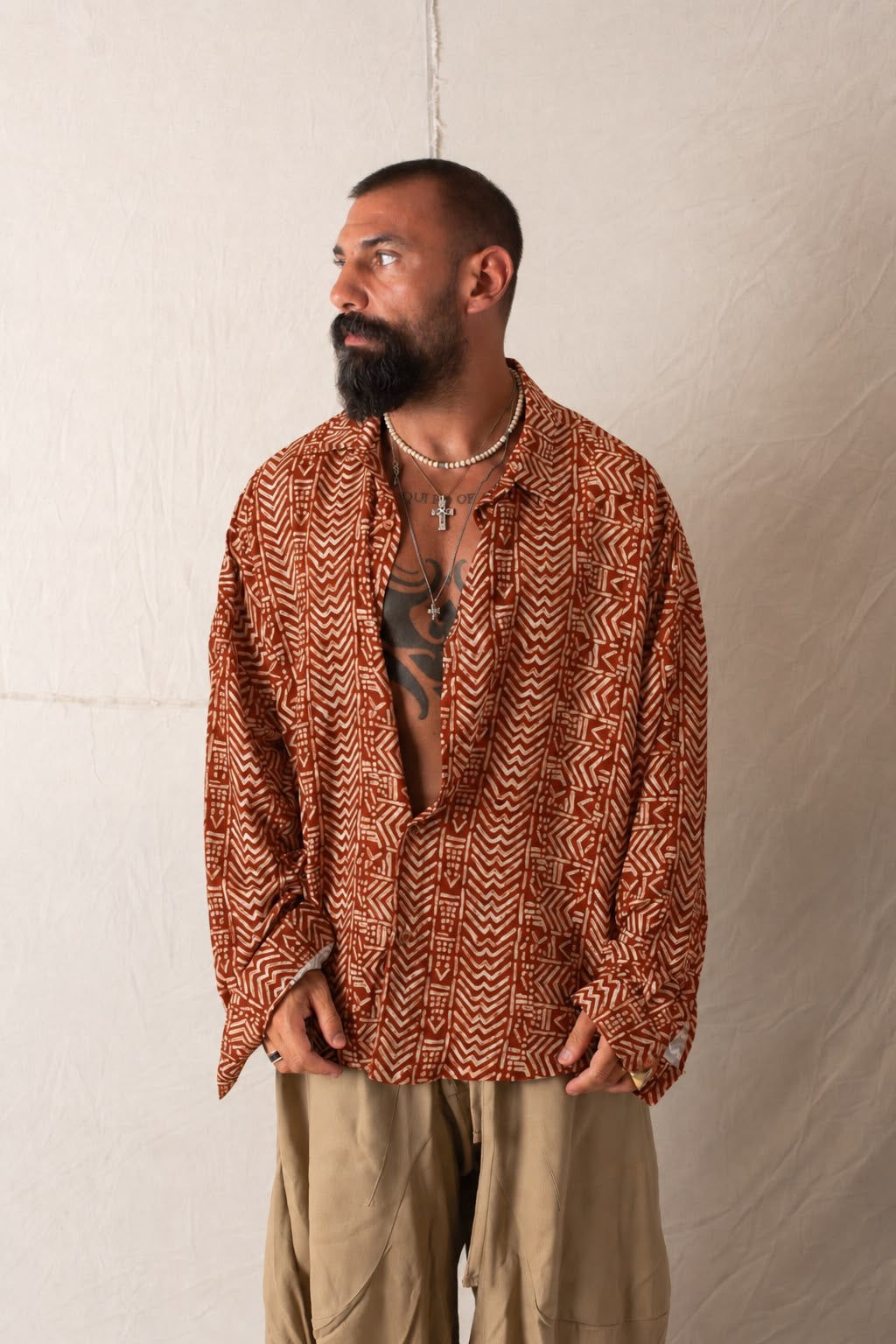 Shirt BigOver Savan Terra/Beige