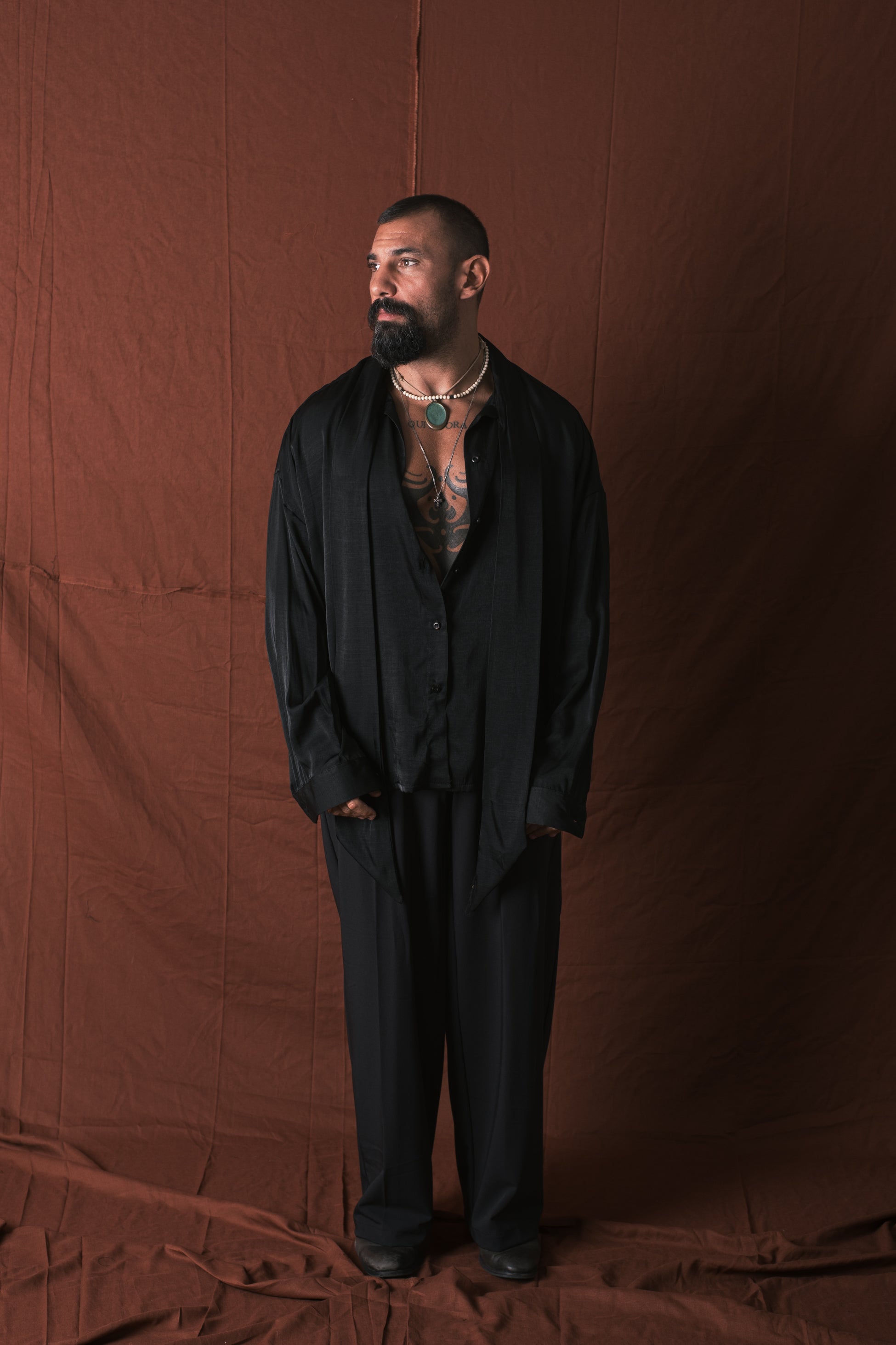 Camicia Con Foulard Nero