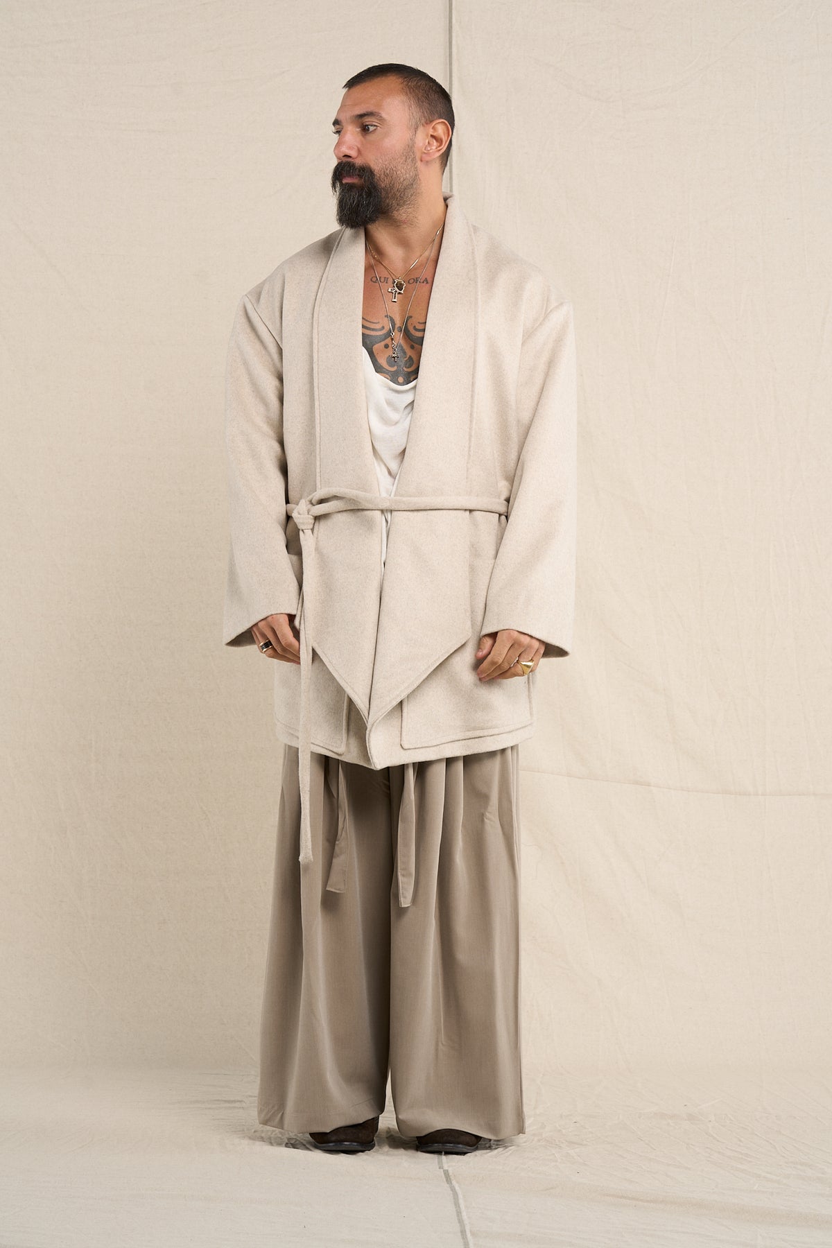 Cappotto Sciallato Greige
