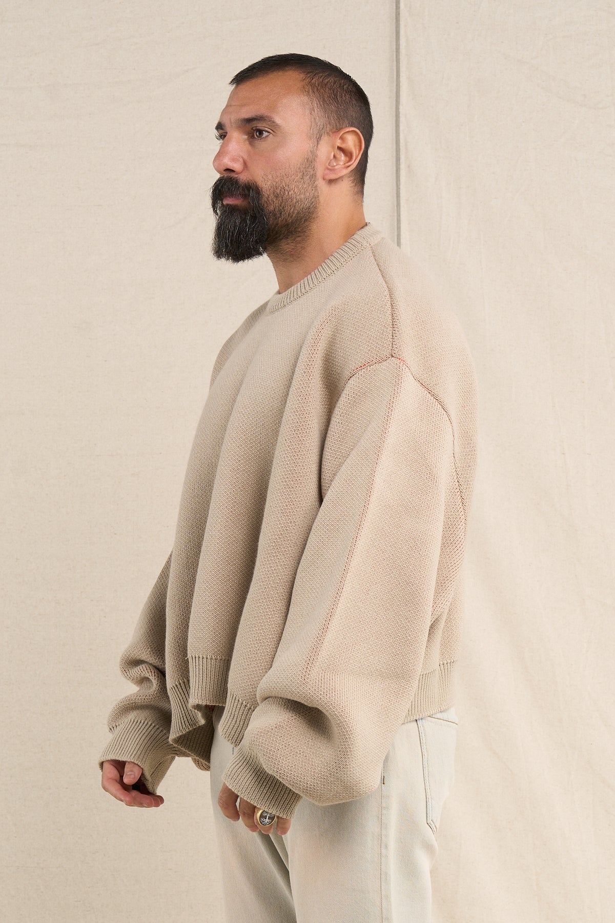 Maglione BigOver In Lana Greige