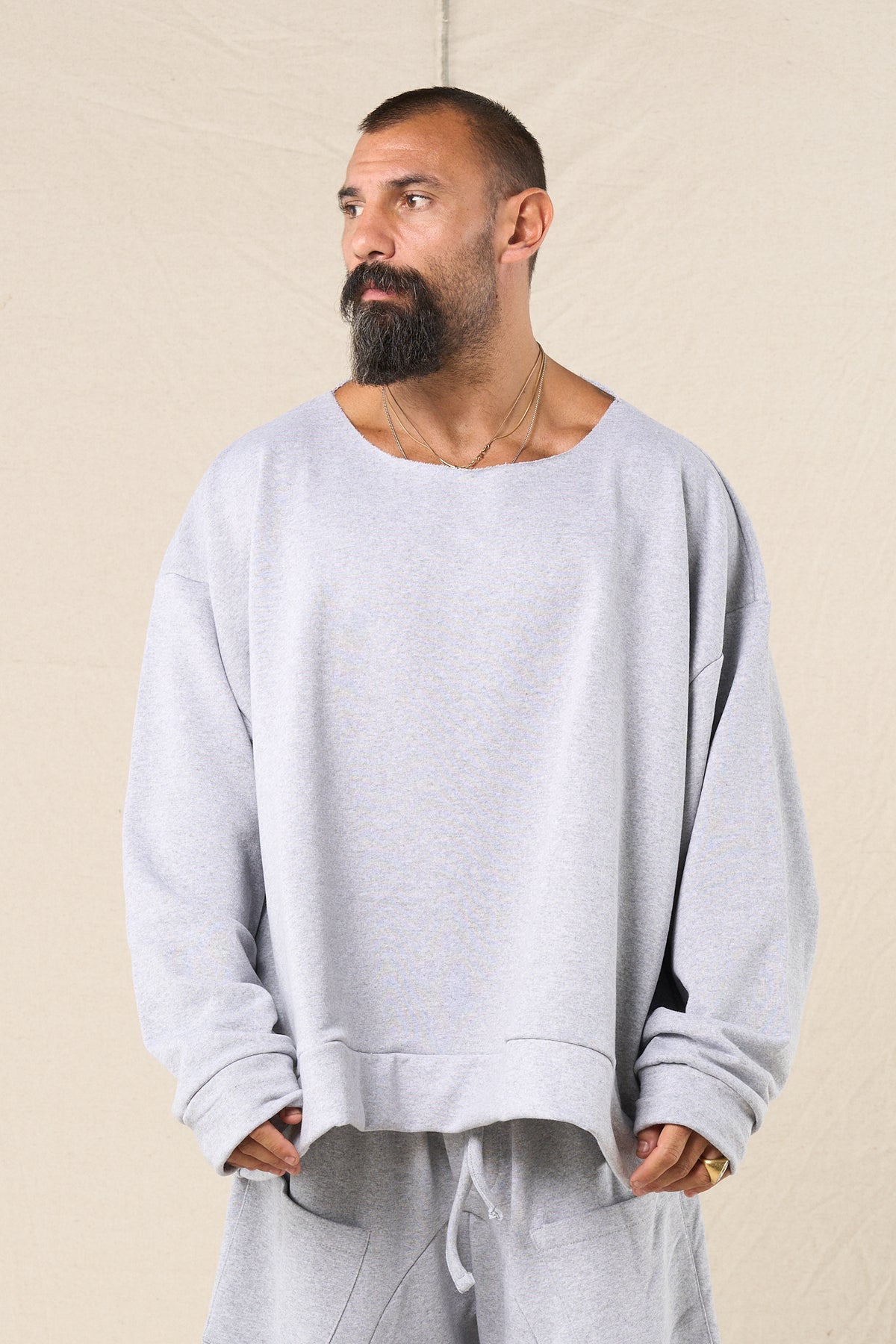 Felpa  Big Over Core Grigio