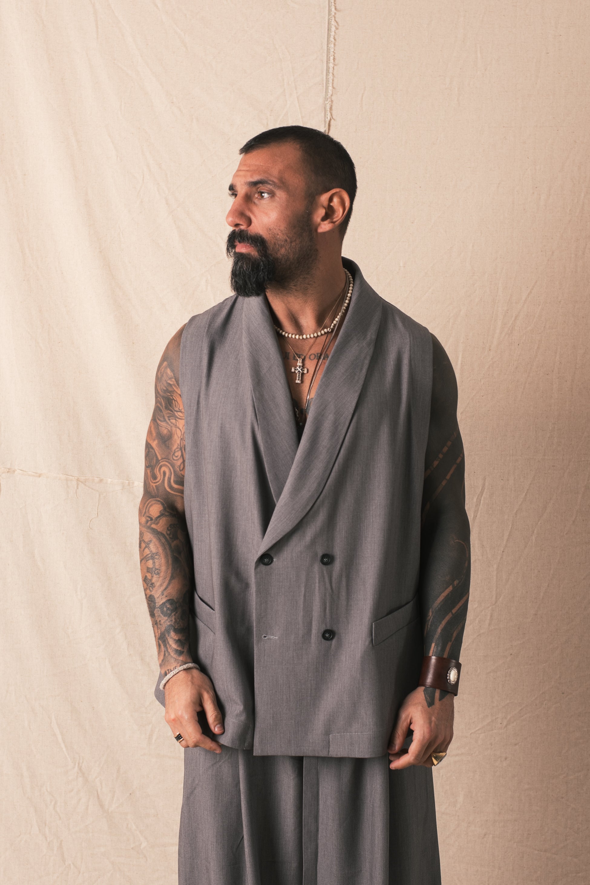 Smanicato Doppio Petto Classico Grigio