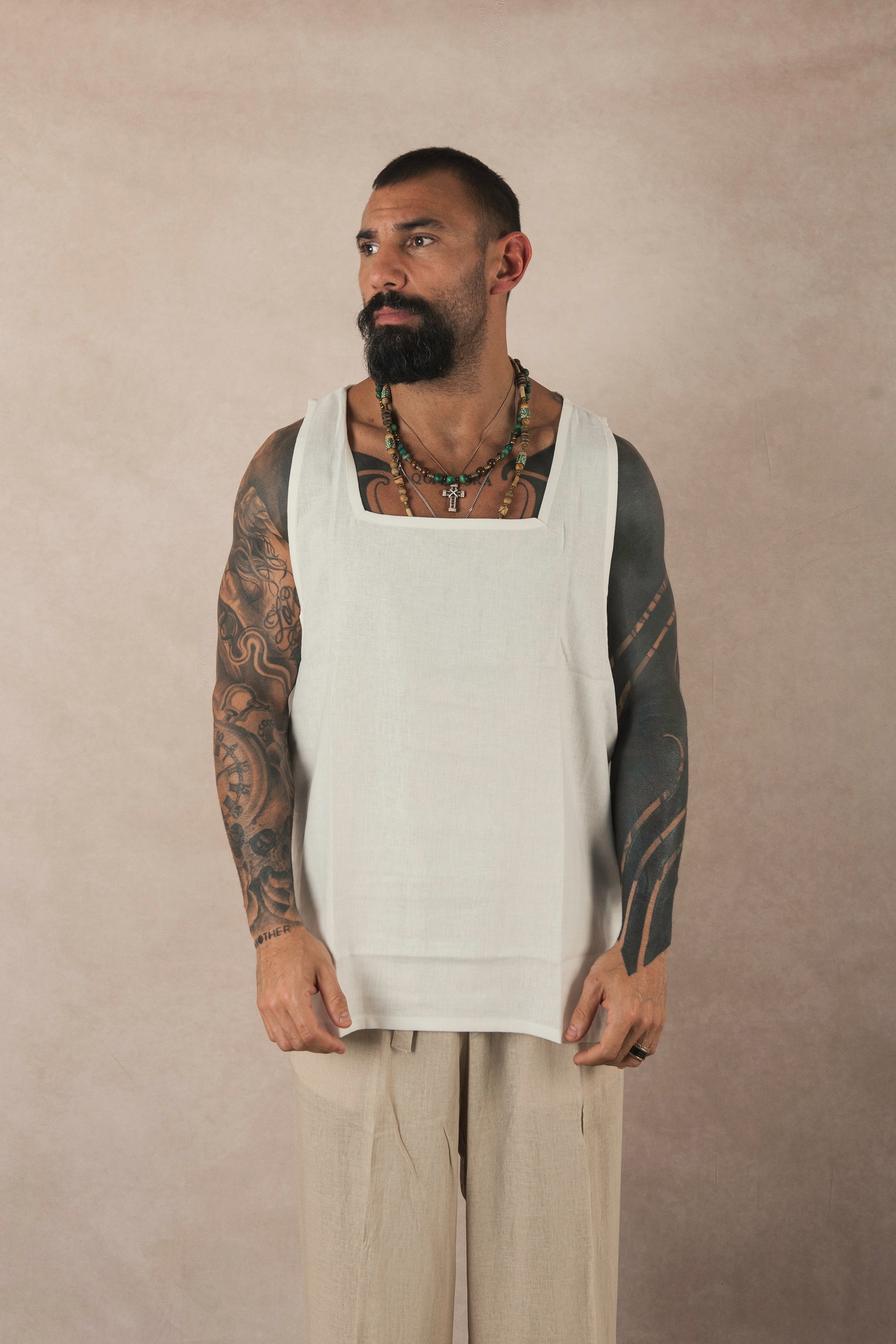 White Linen Tank Top