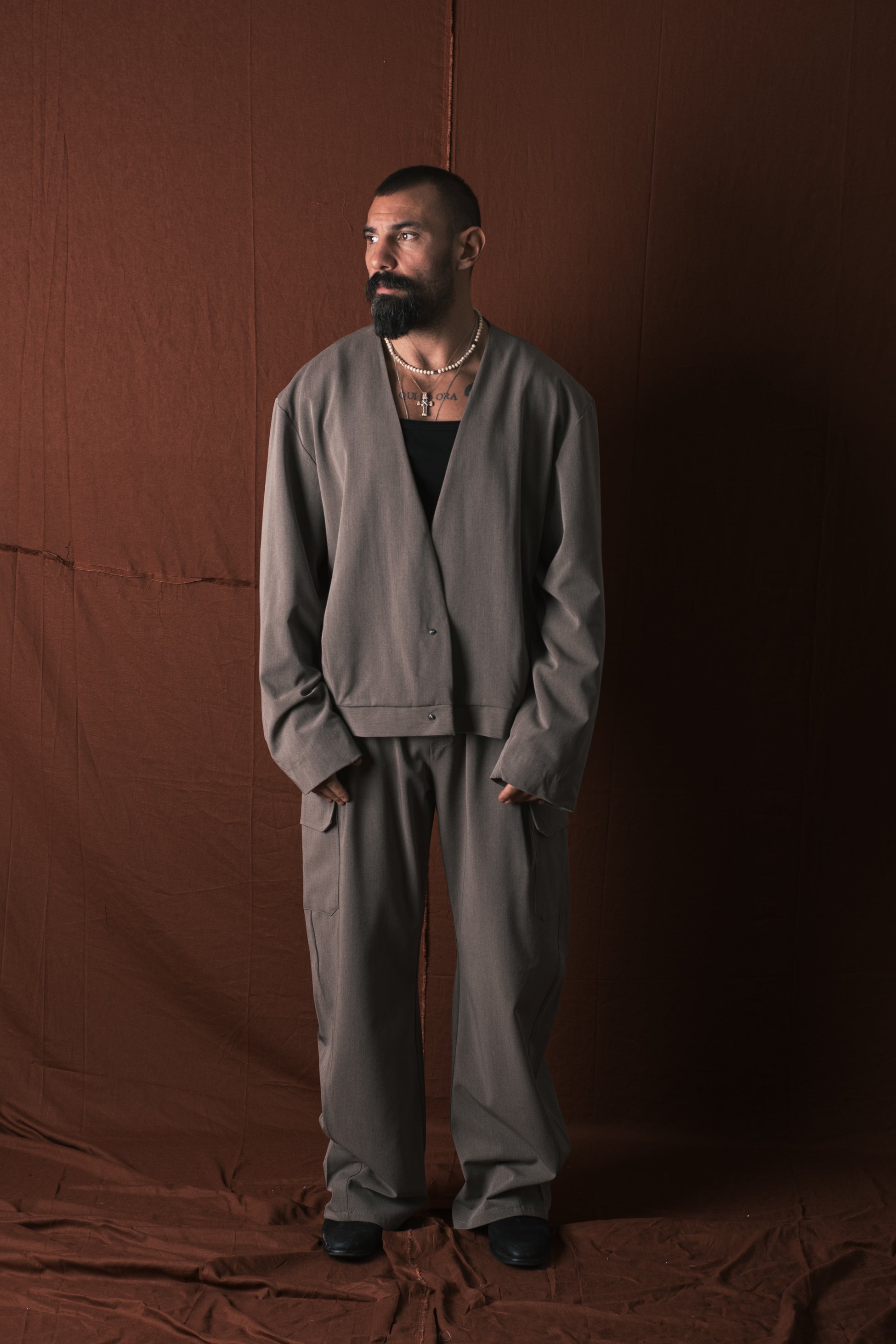 Giacca Crop Oversize Taupe