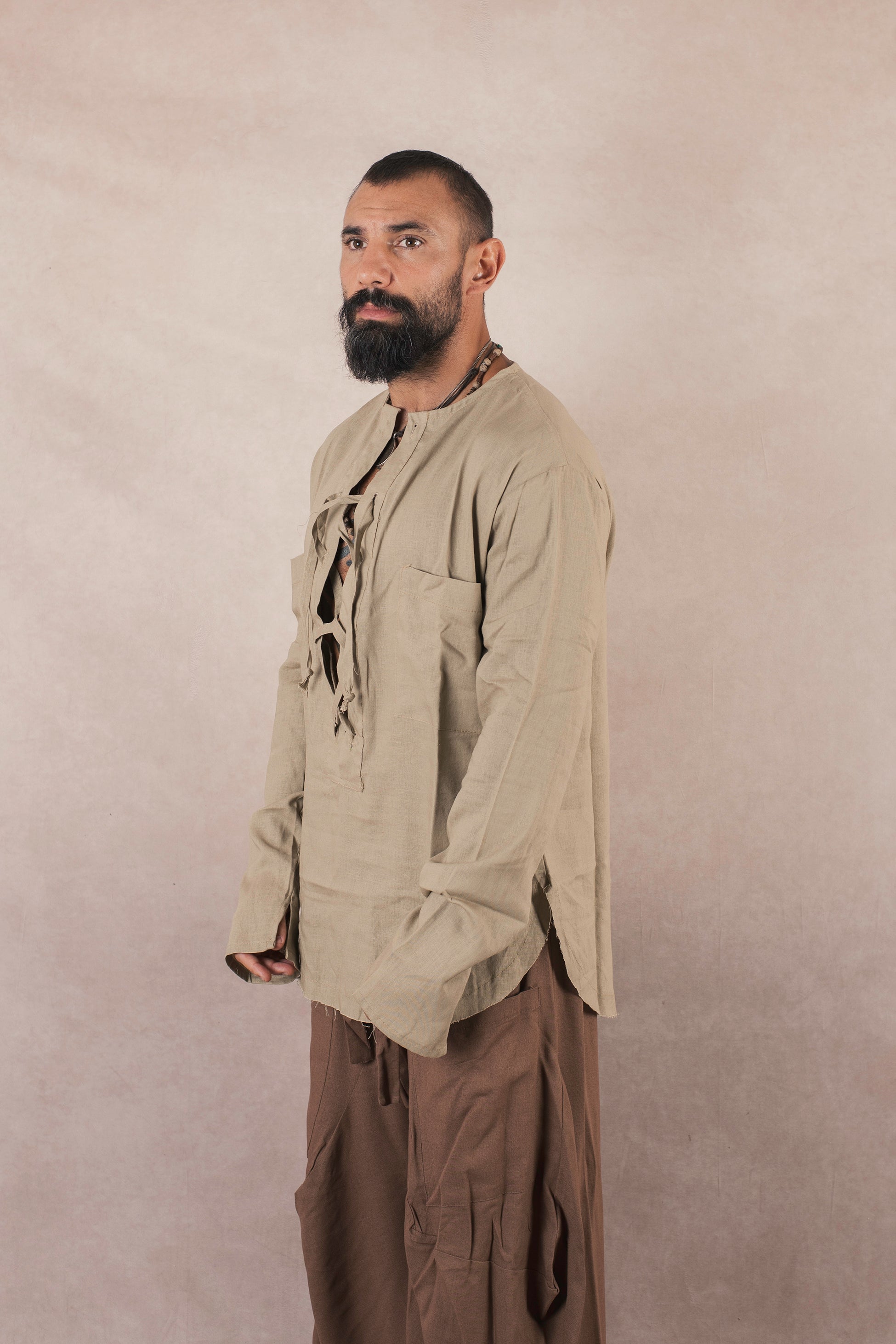 Casacca Laccio in lino Khaki