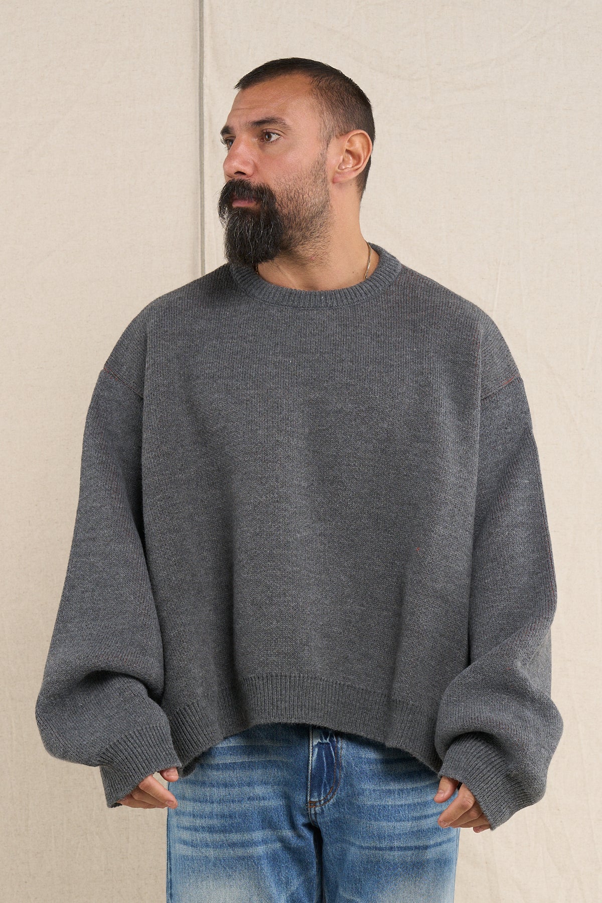 Maglione BigOver In Lana Grigio