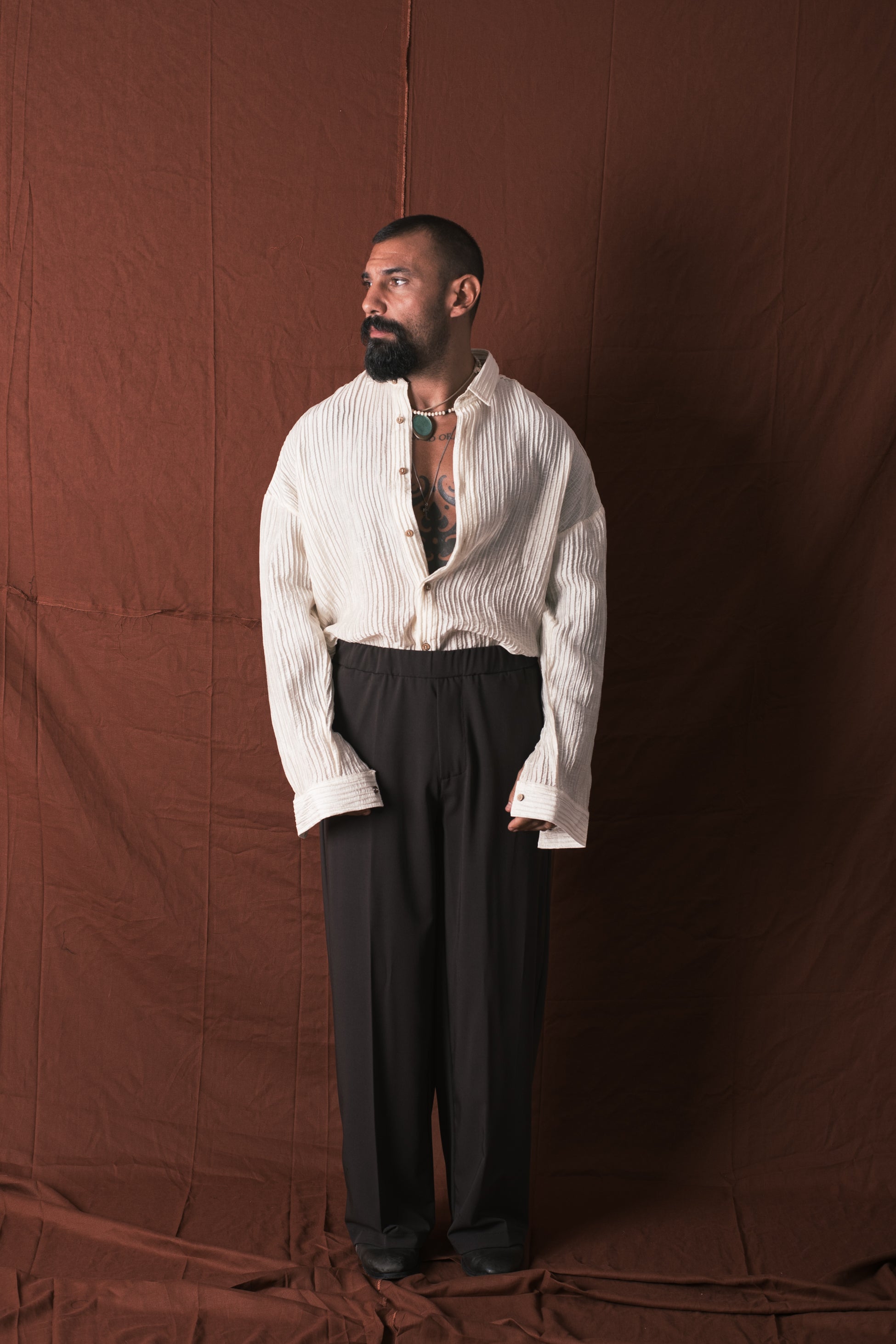 Camicia Plissettata Crema