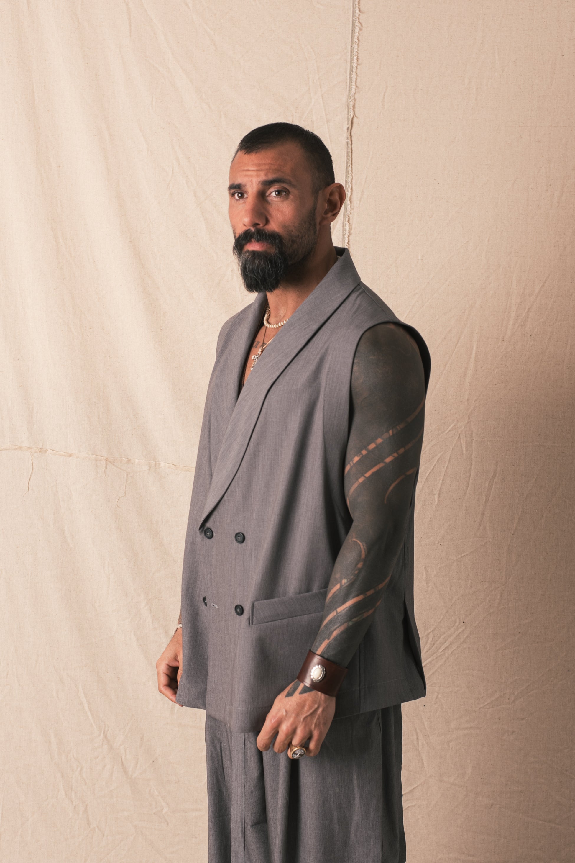 Smanicato Doppio Petto Classico Grigio