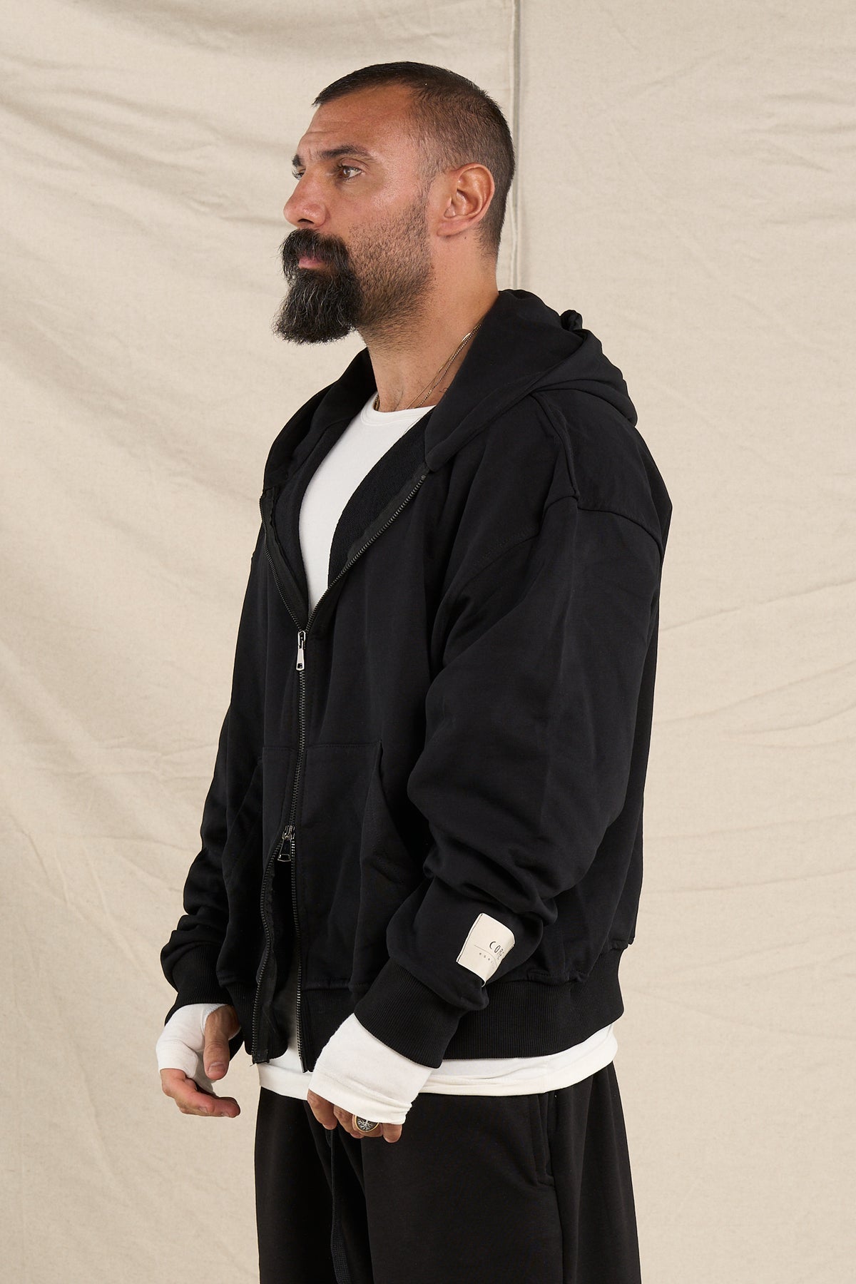 Felpa Cappuccio Zip Nero