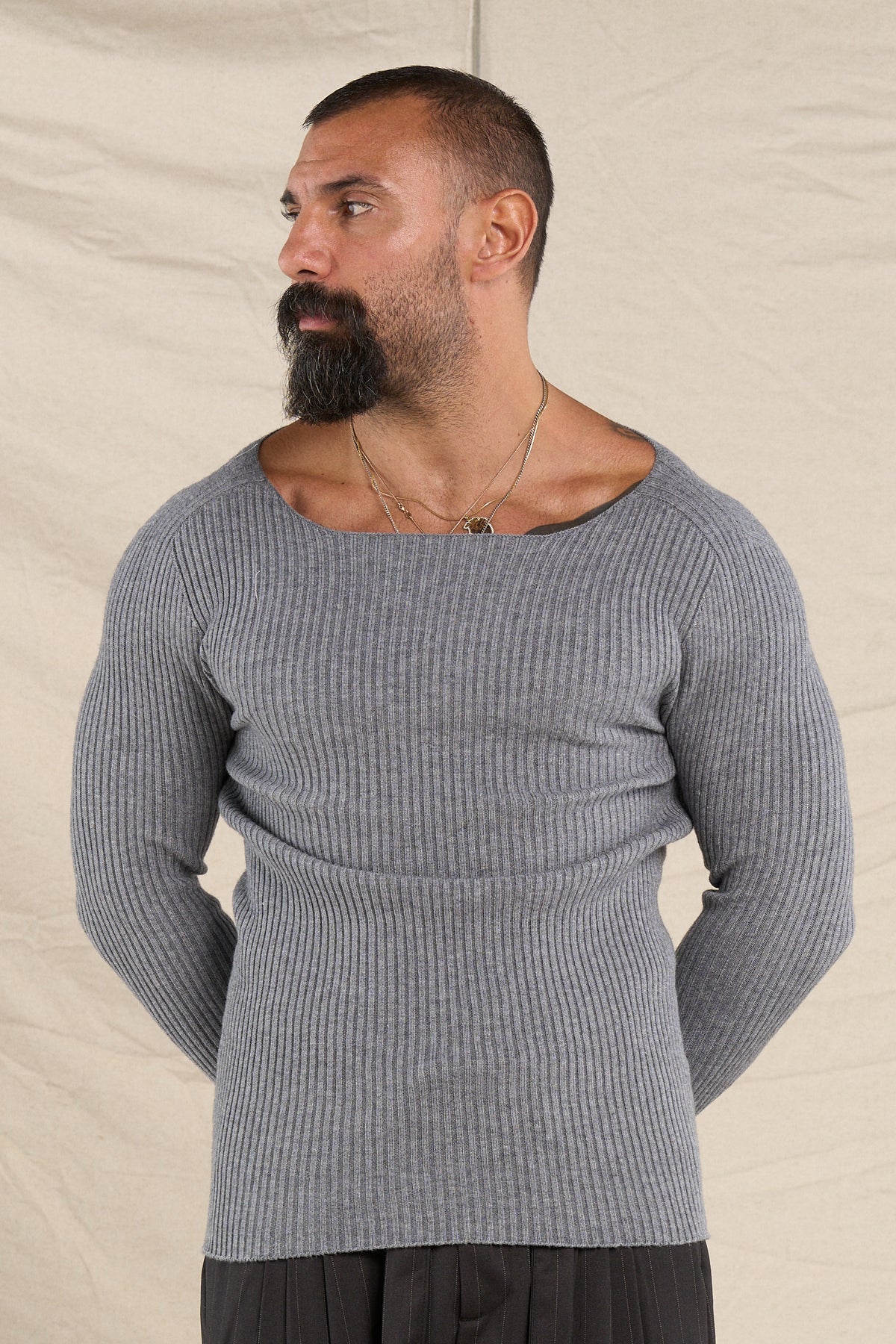 Maglione In Costa Grigio