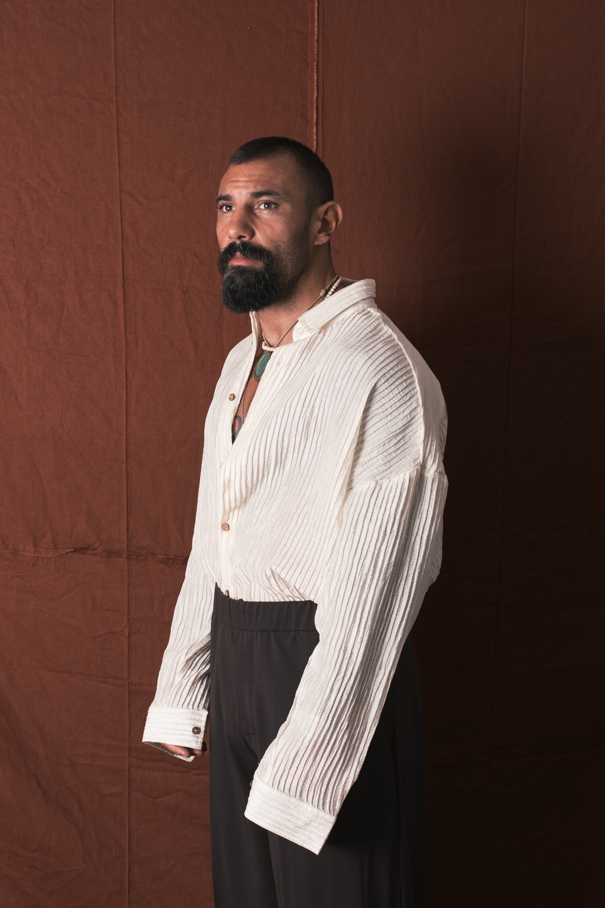 Camicia Plissettata Crema