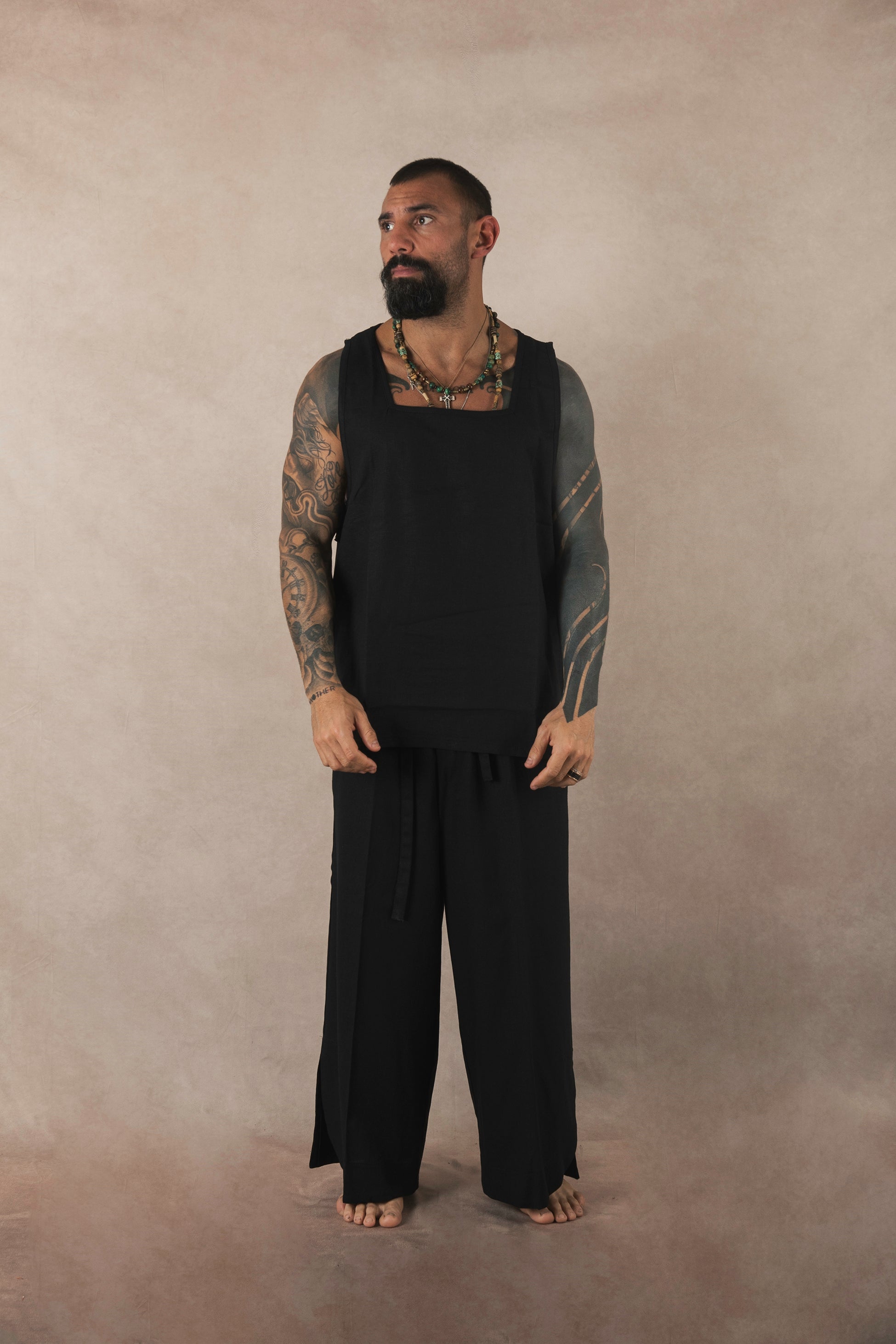 Black Linen Tank Top