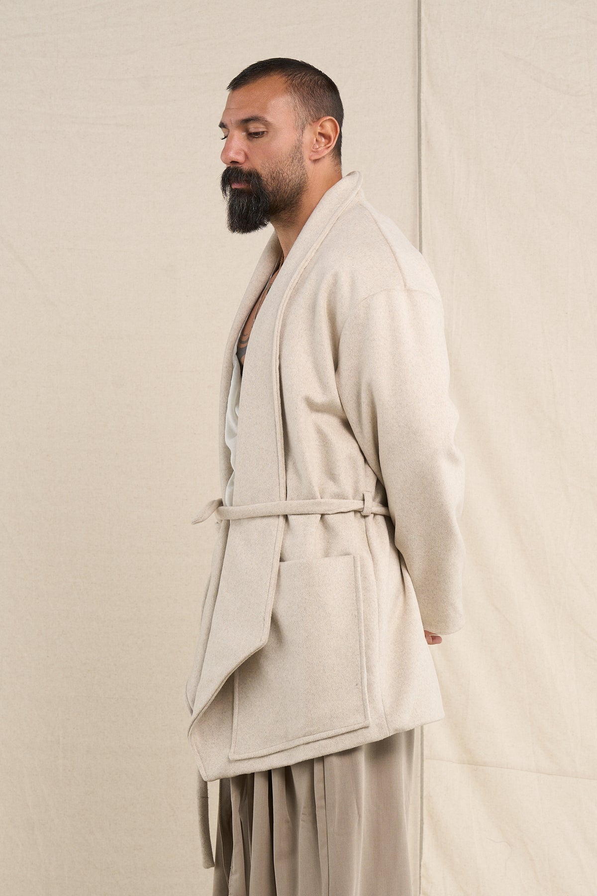 Cappotto Sciallato Greige