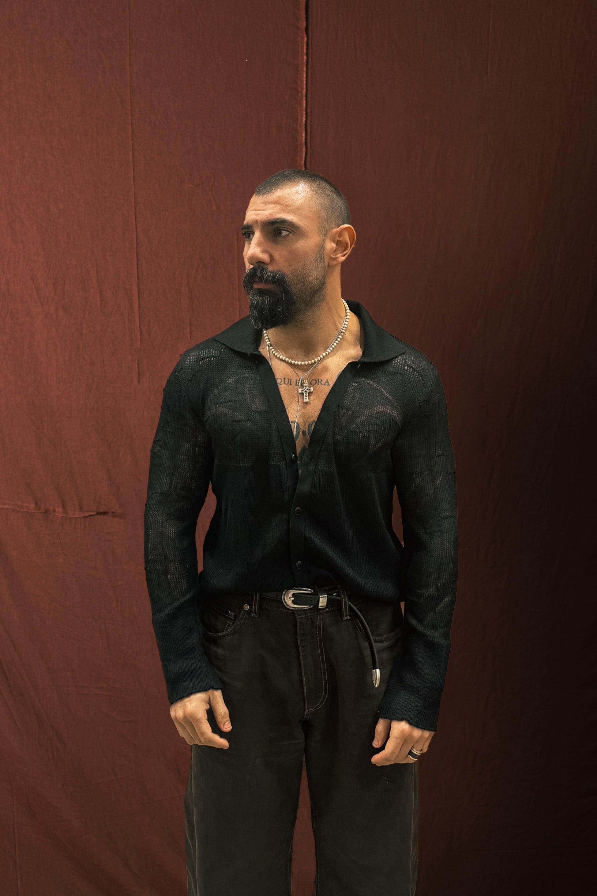 Camicia in Maglia Nero