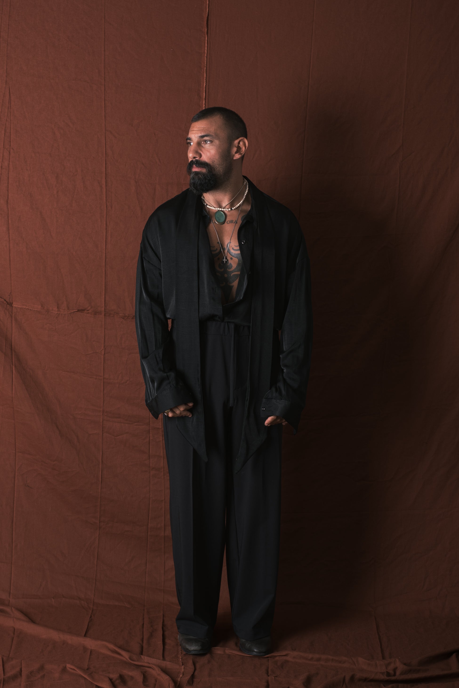 Camicia Con Foulard Nero