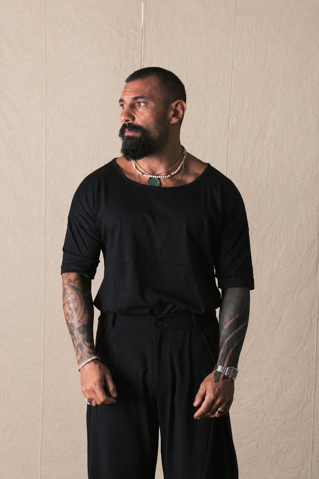 T-Shirt Mezza Manica Nero