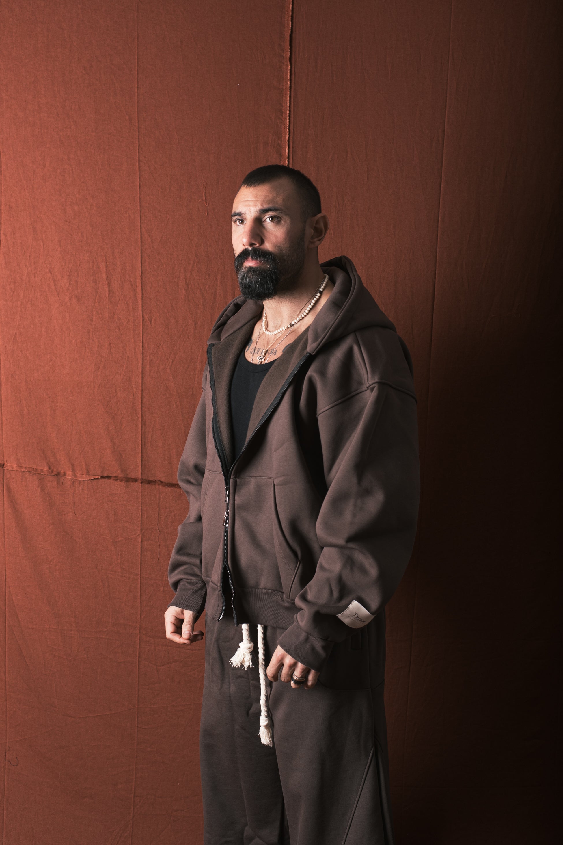 Felpa Cappuccio Con Zip Moro