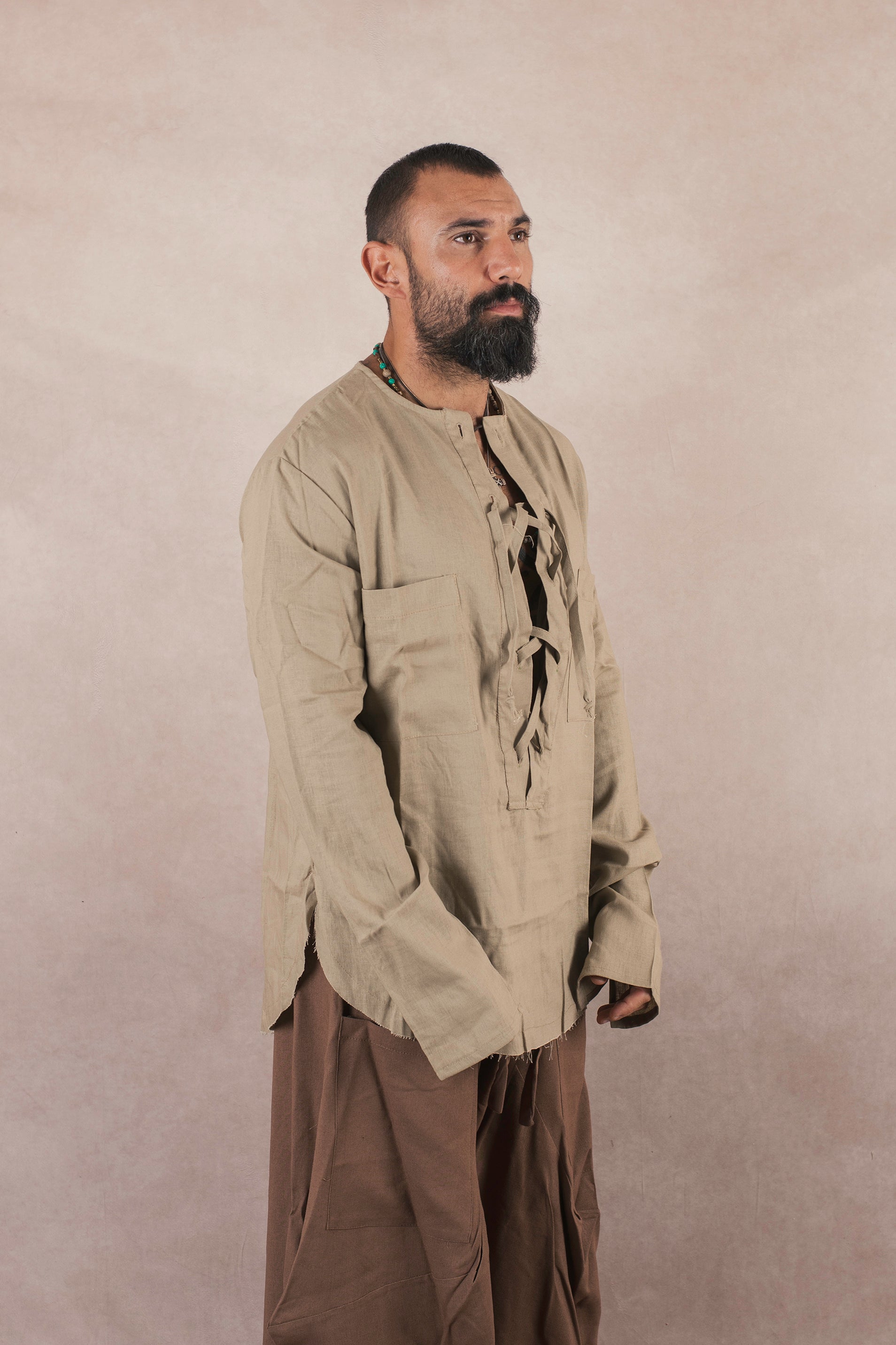Casacca Laccio in lino Khaki