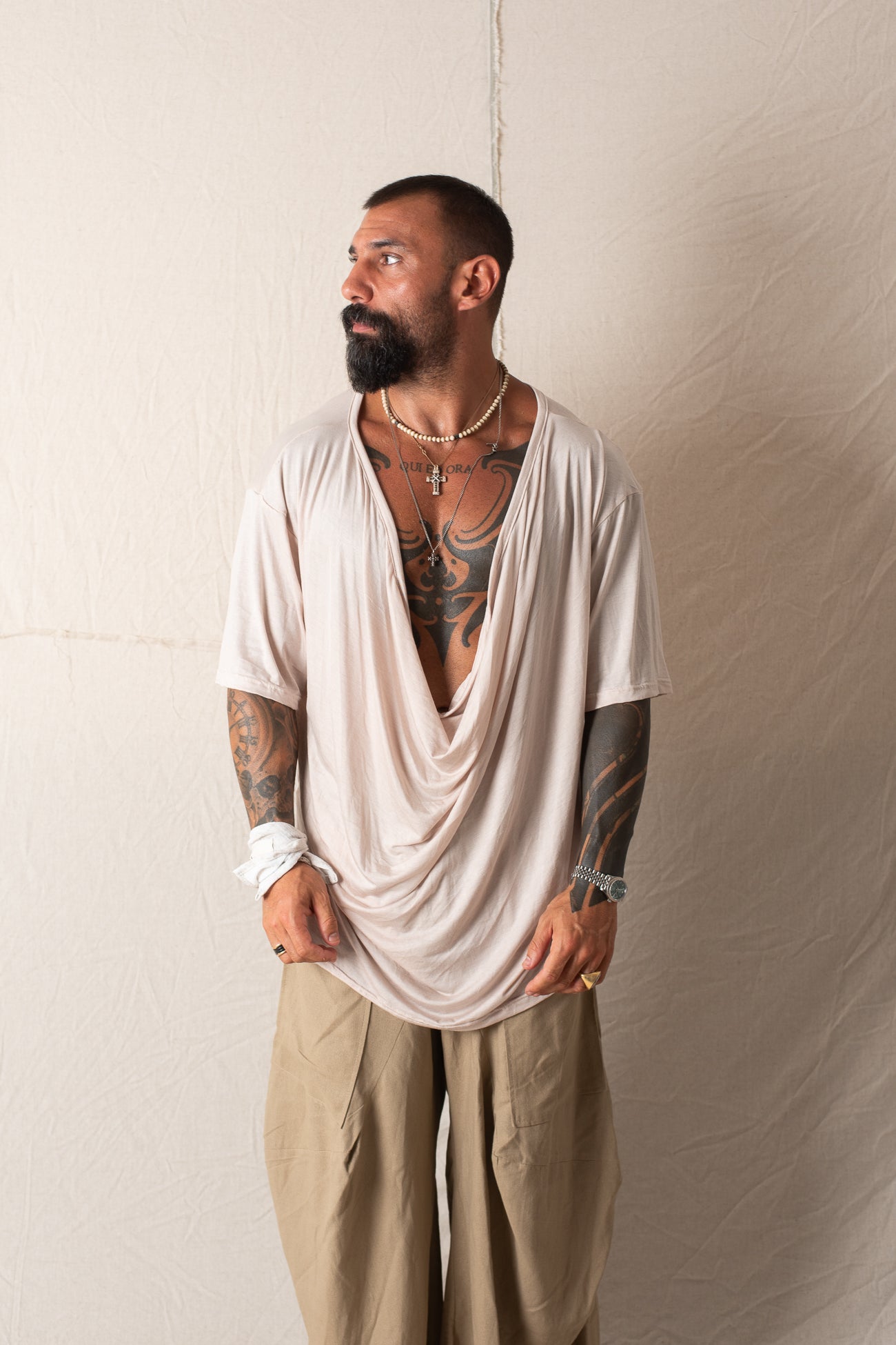 T-Shirt Sciallata Beige