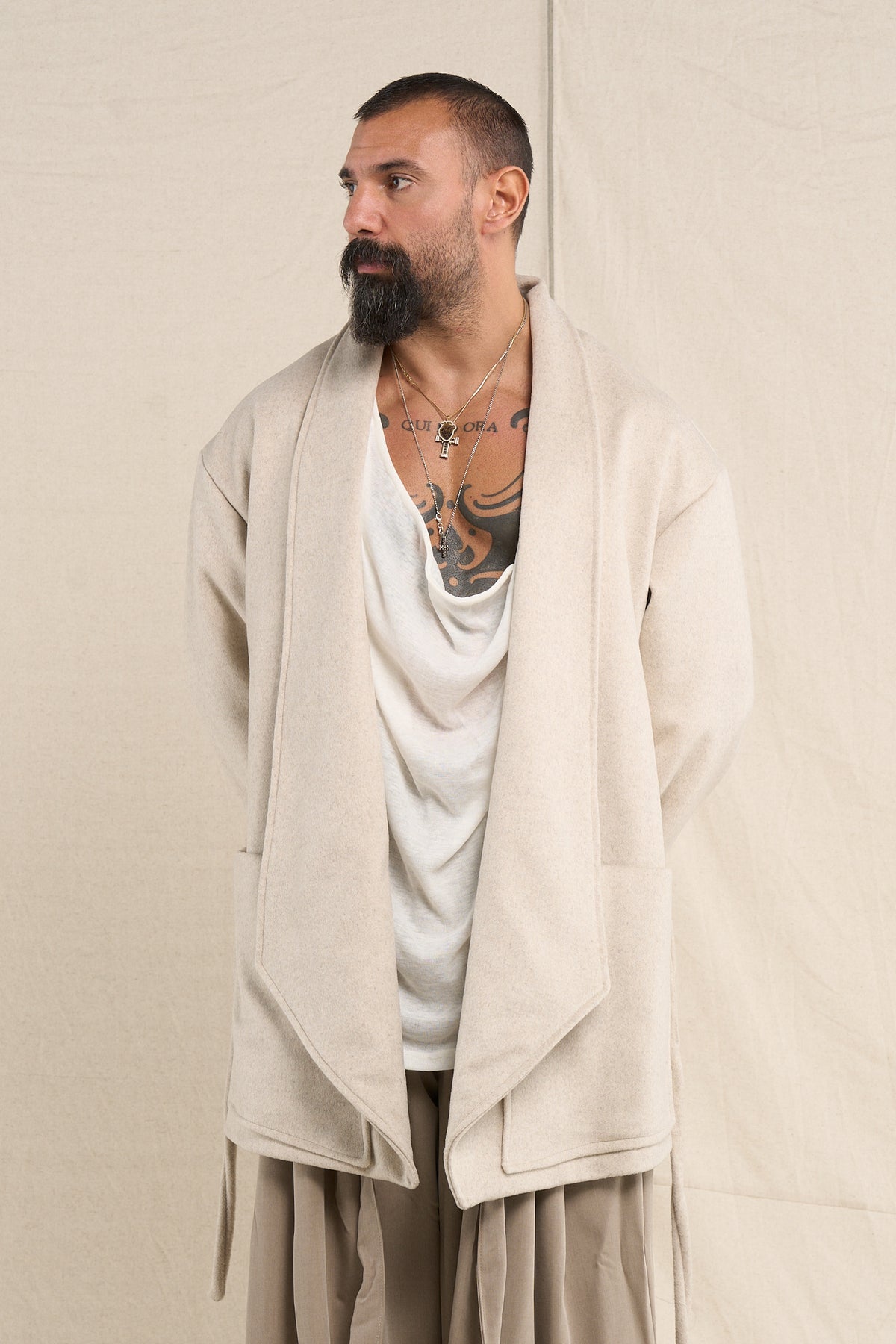 Cappotto Sciallato Greige