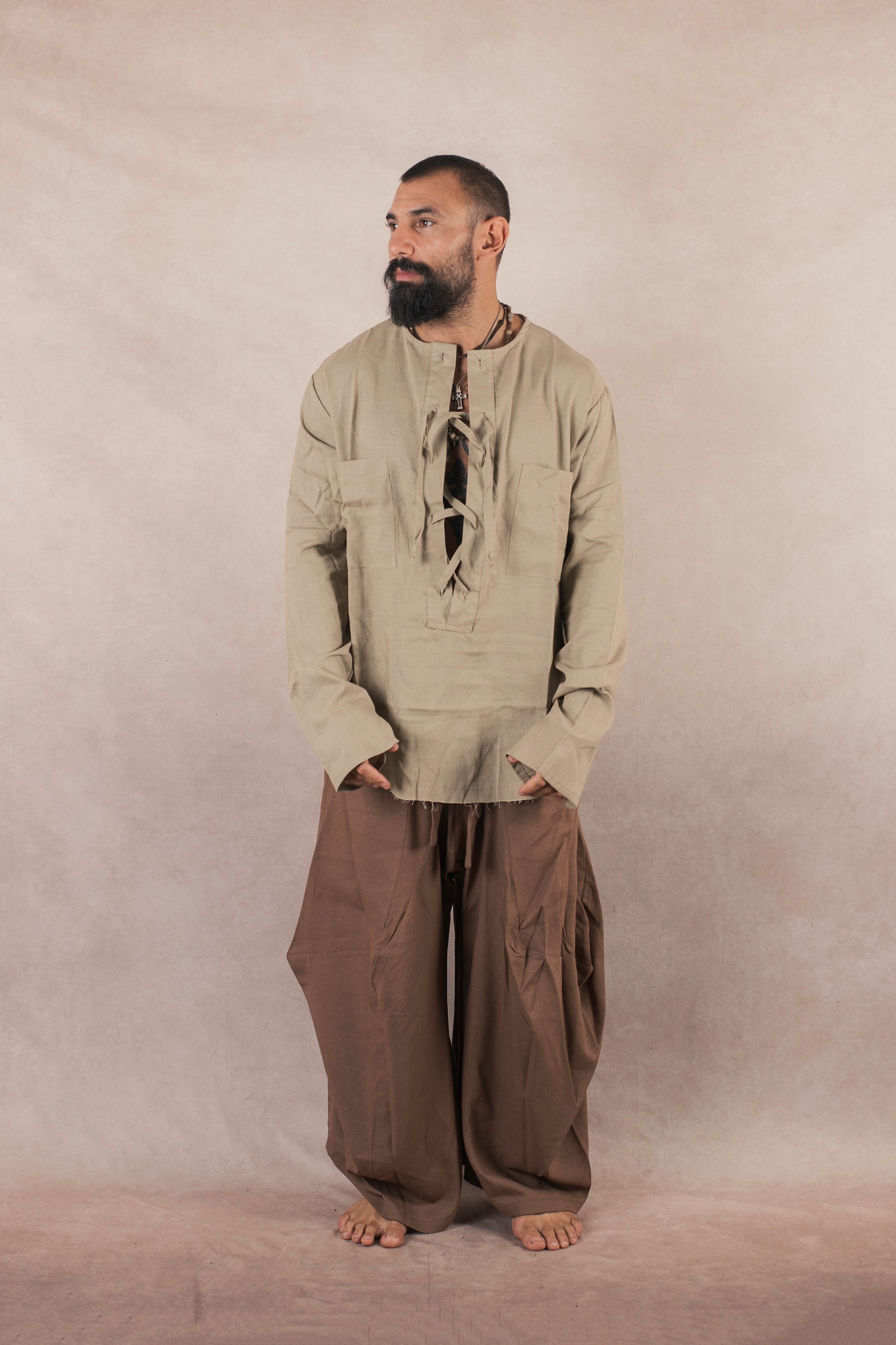 Casacca Laccio in lino Khaki