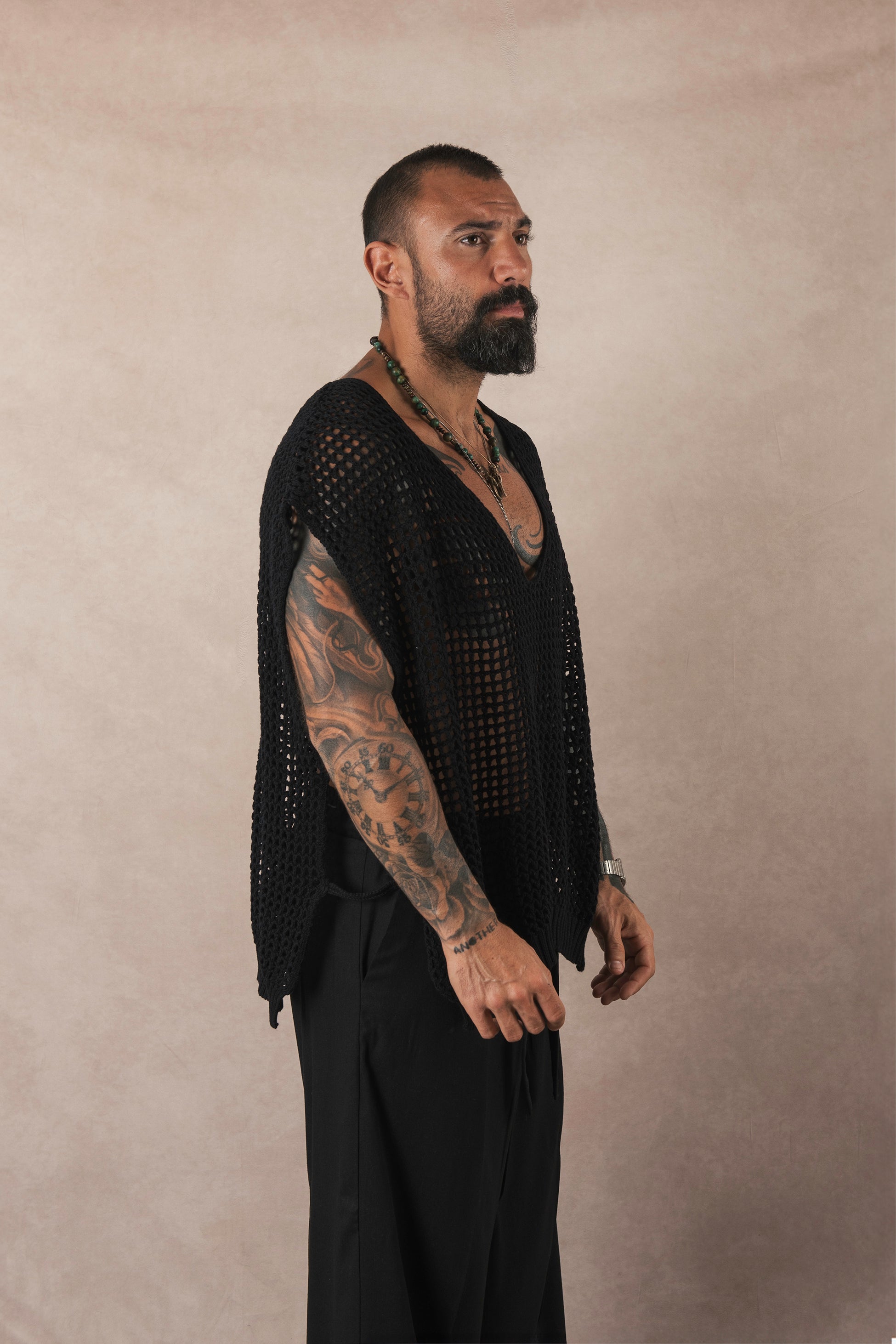 Smanicato In Maglia Open Nero