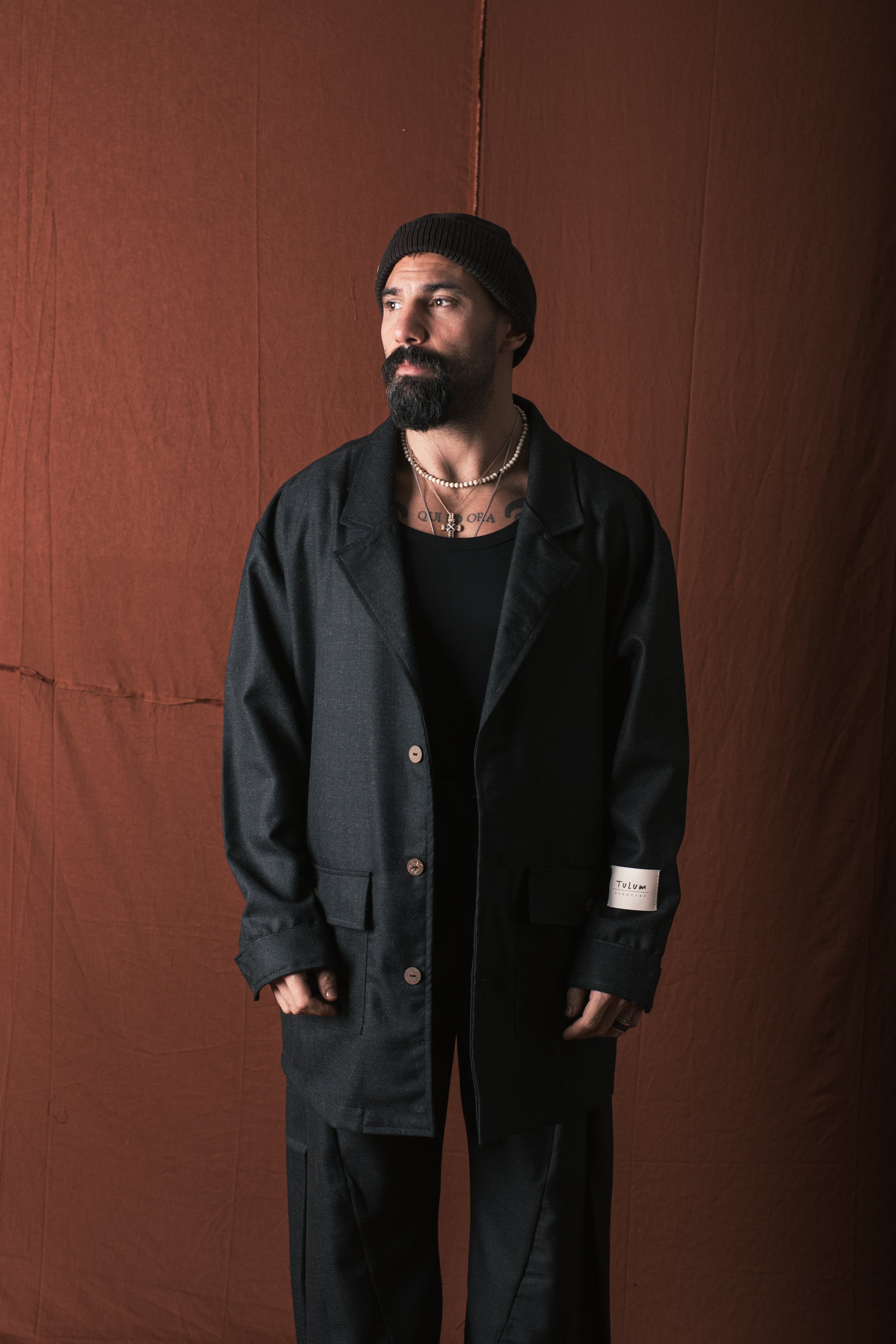 Giaccone in  Lana  Nero