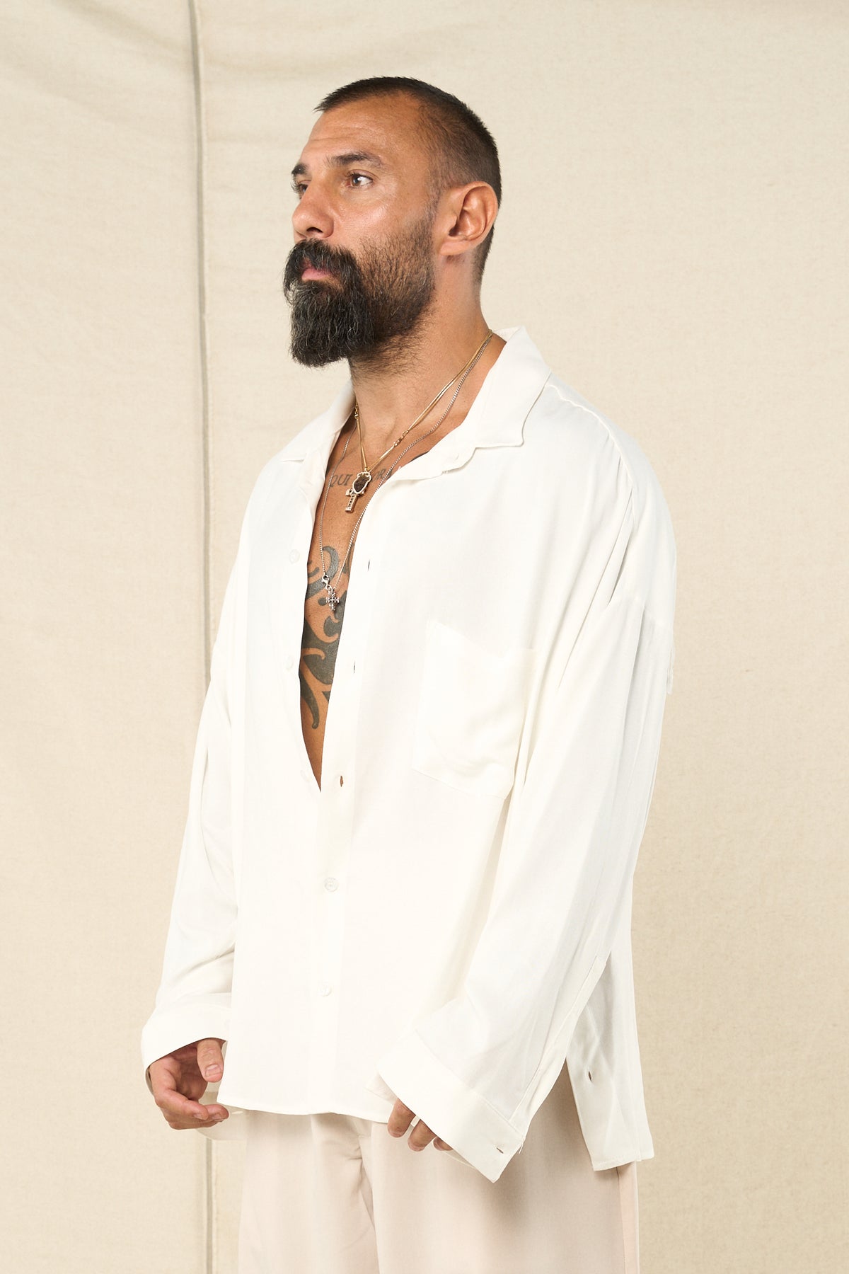 Camicia BigOver Viscosa  Bianco