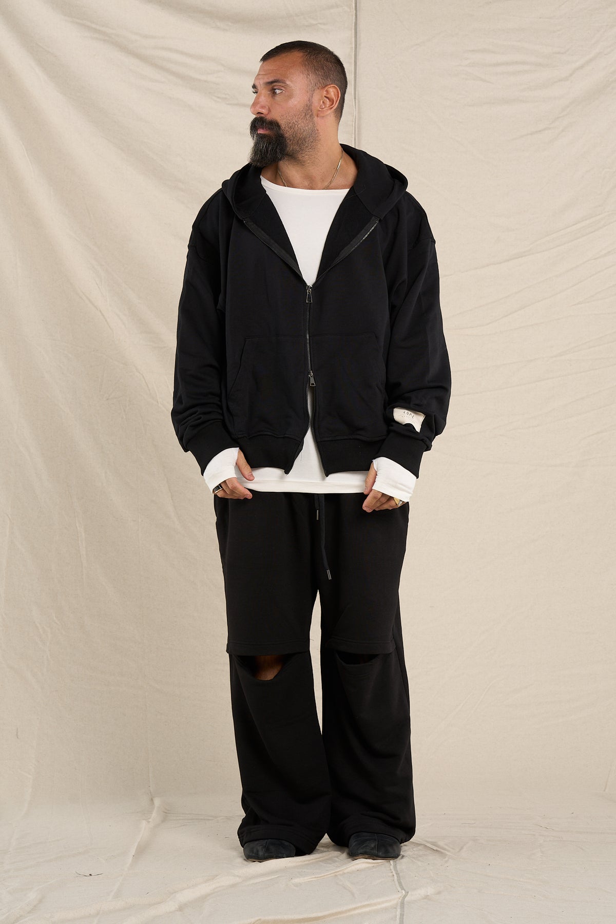 Felpa Cappuccio Zip Nero