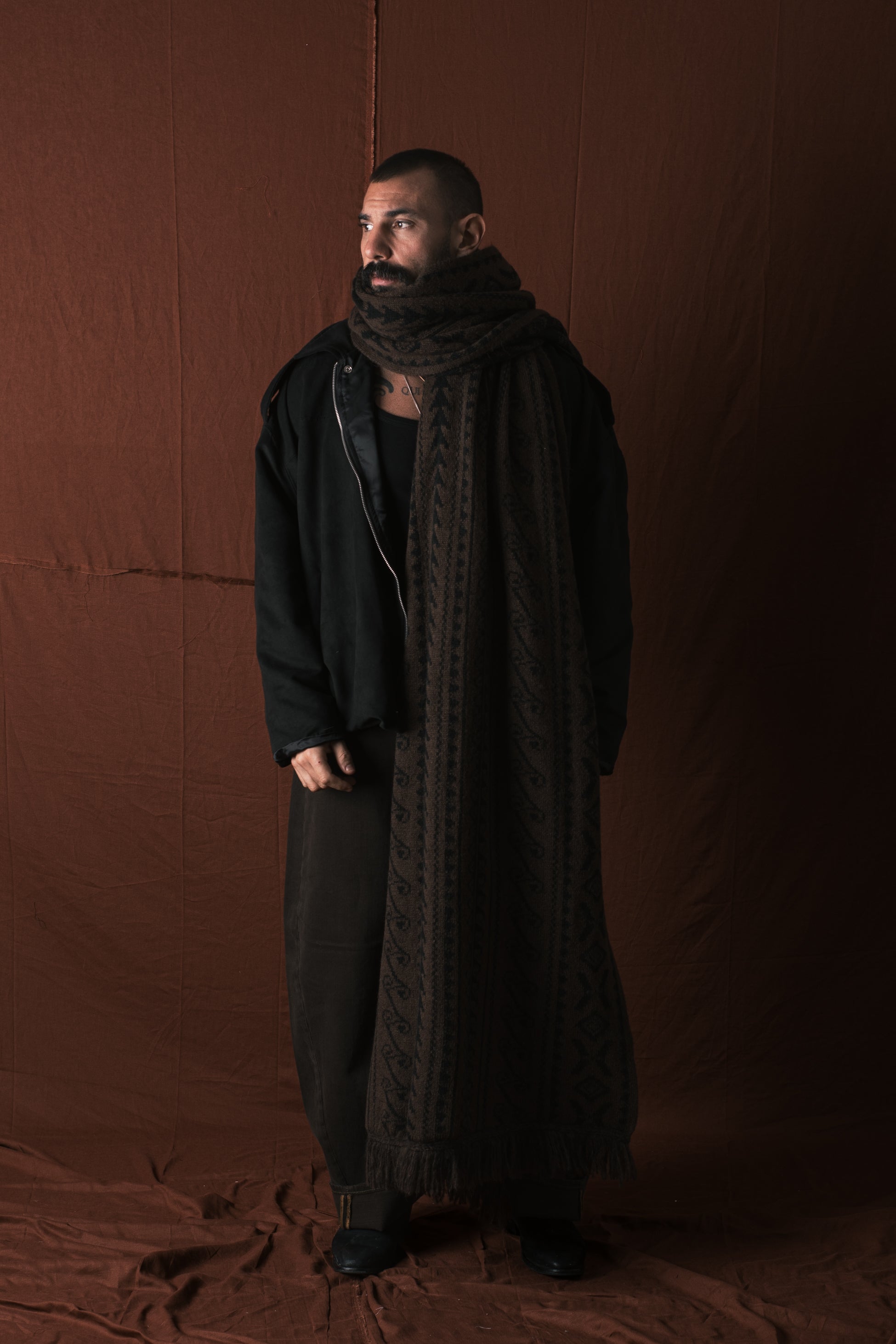 Sciarplaid In Lana  Moro/Nero