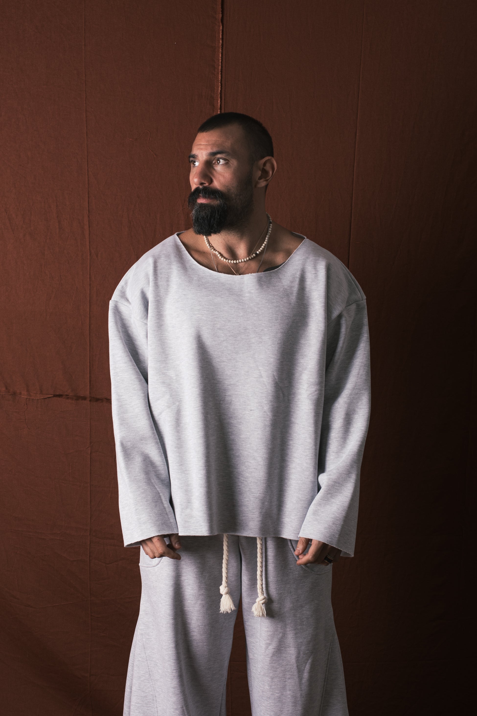 Felpa Collo Barca Grigio