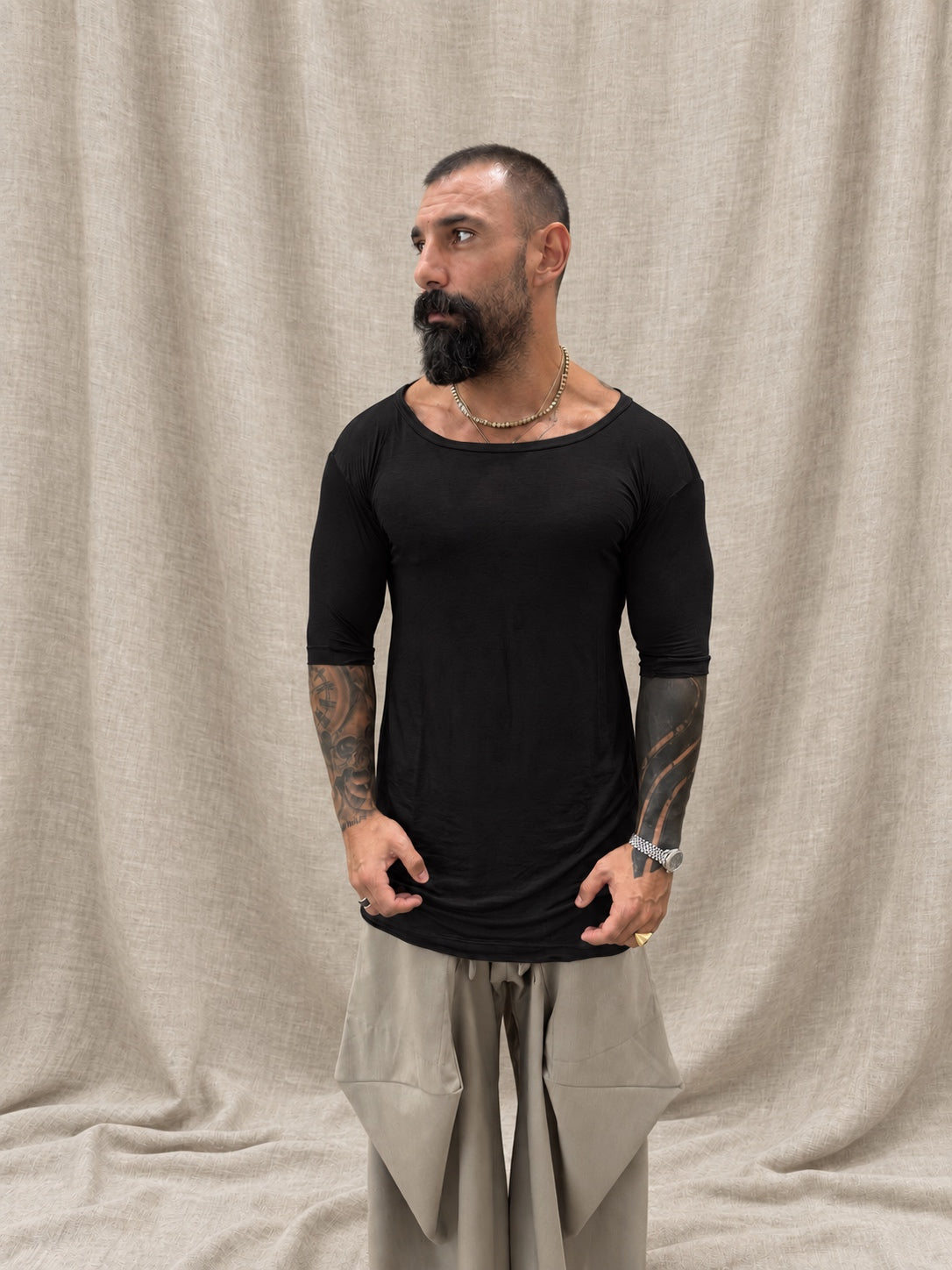 T-shirt Viscosa  M/M Nero