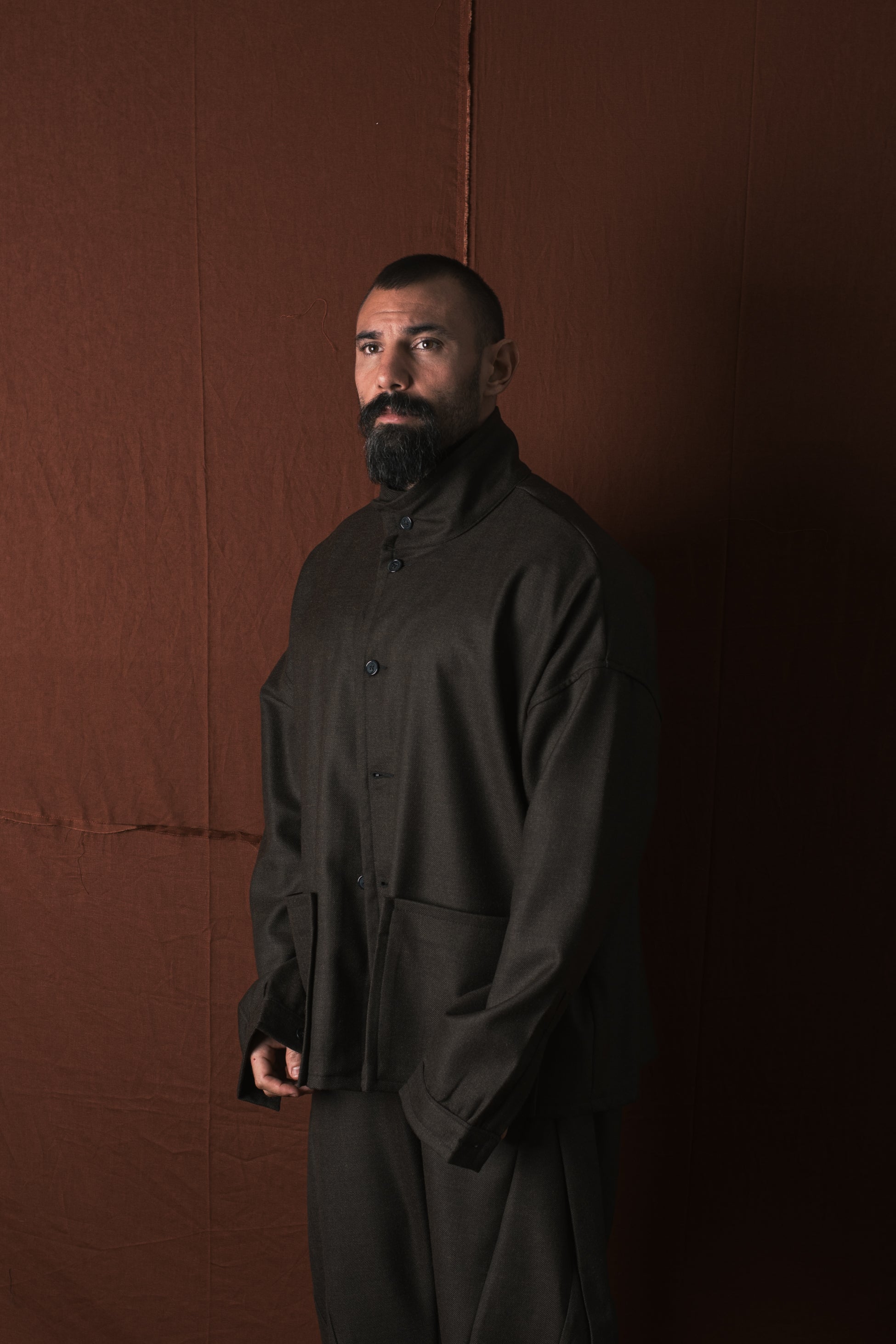 Giacca/Camicia In Lana moro