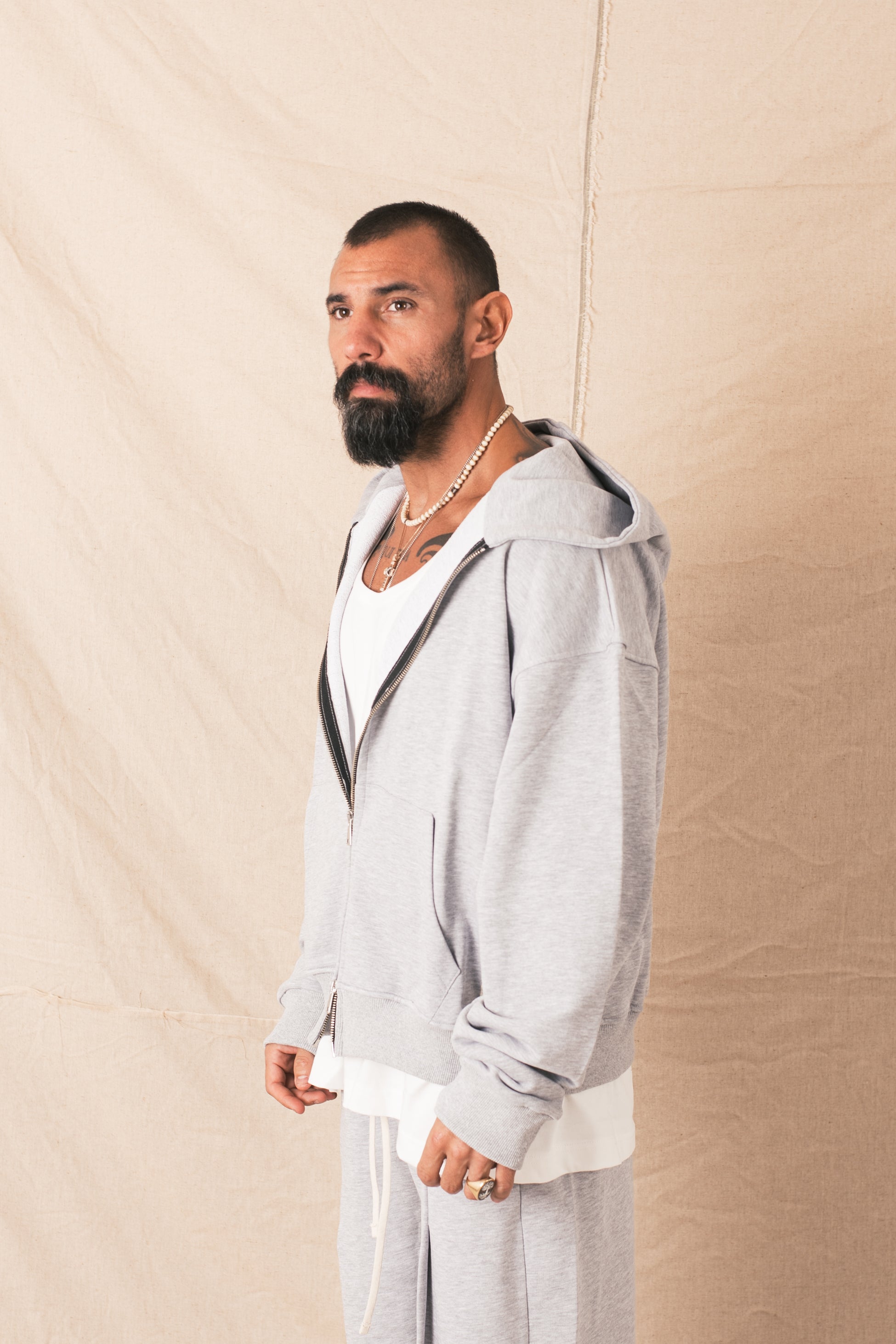 Felpa Cappuccio Zip Grigio